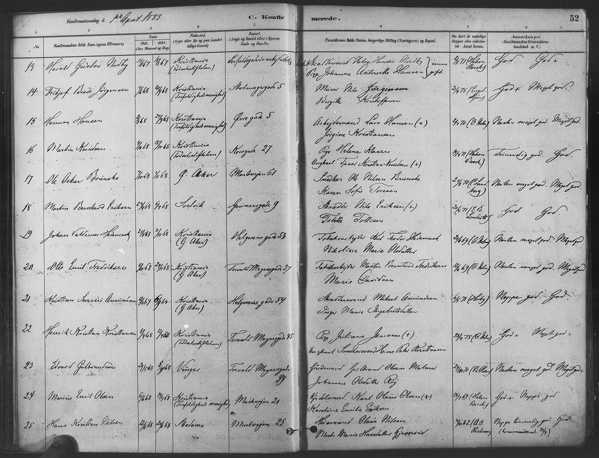 Paulus prestekontor Kirkebøker, AV/SAO-A-10871/F/Fa/L0004: Parish register (official) no. 4, 1879-1891, p. 52