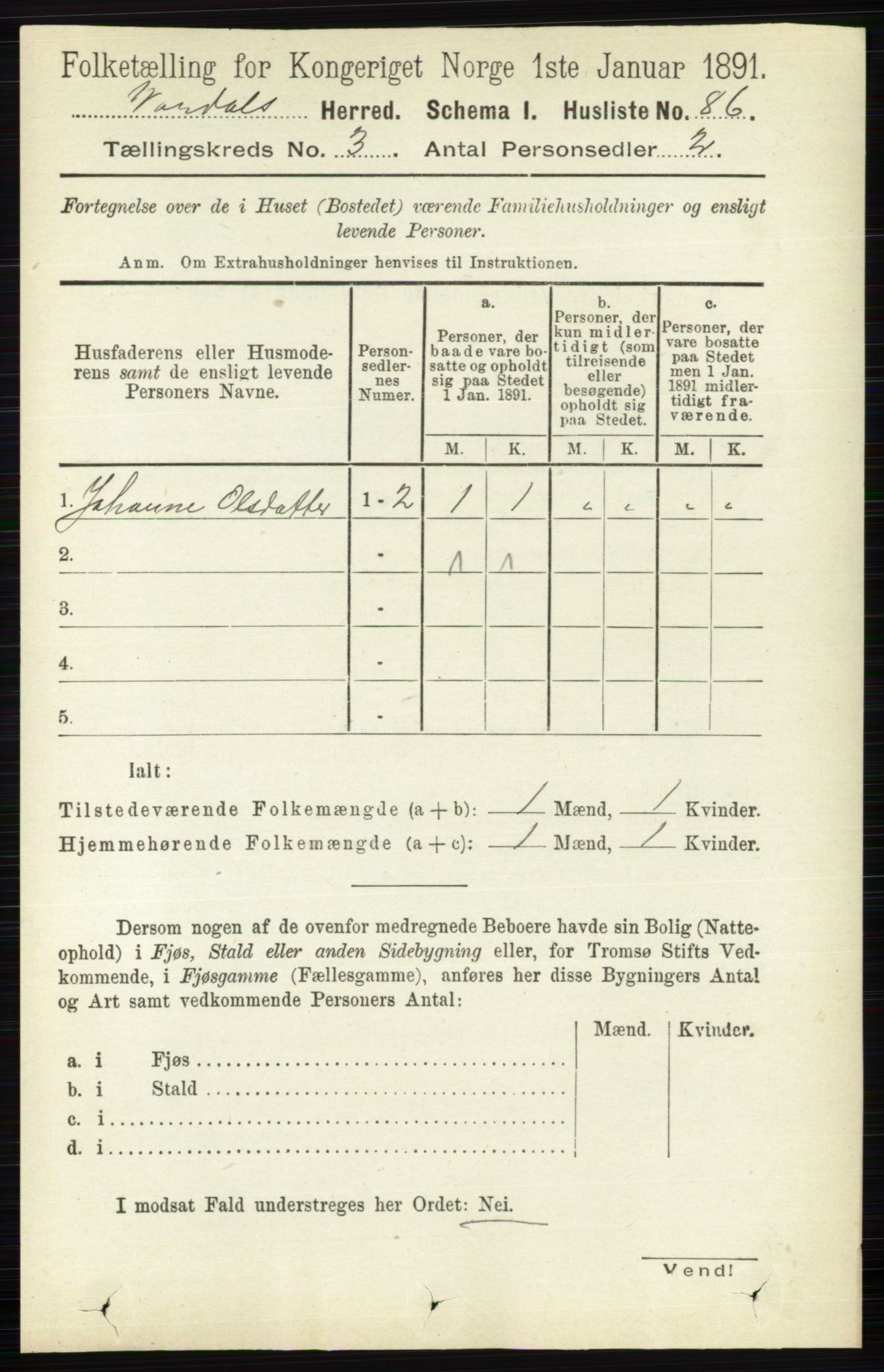 RA, 1891 census for 0527 Vardal, 1891, p. 972