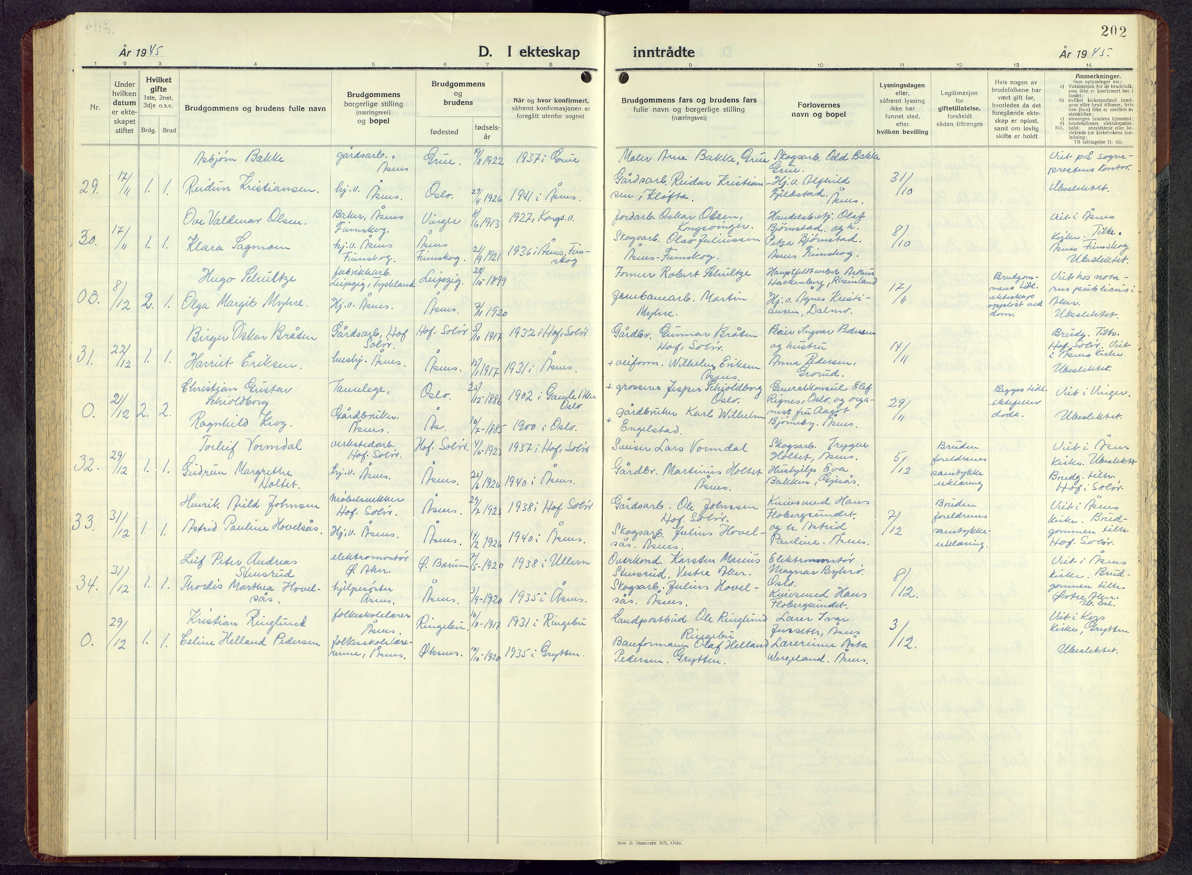 Åsnes prestekontor, AV/SAH-PREST-042/H/Ha/Hab/L0010: Parish register (copy) no. 10, 1941-1962, p. 202