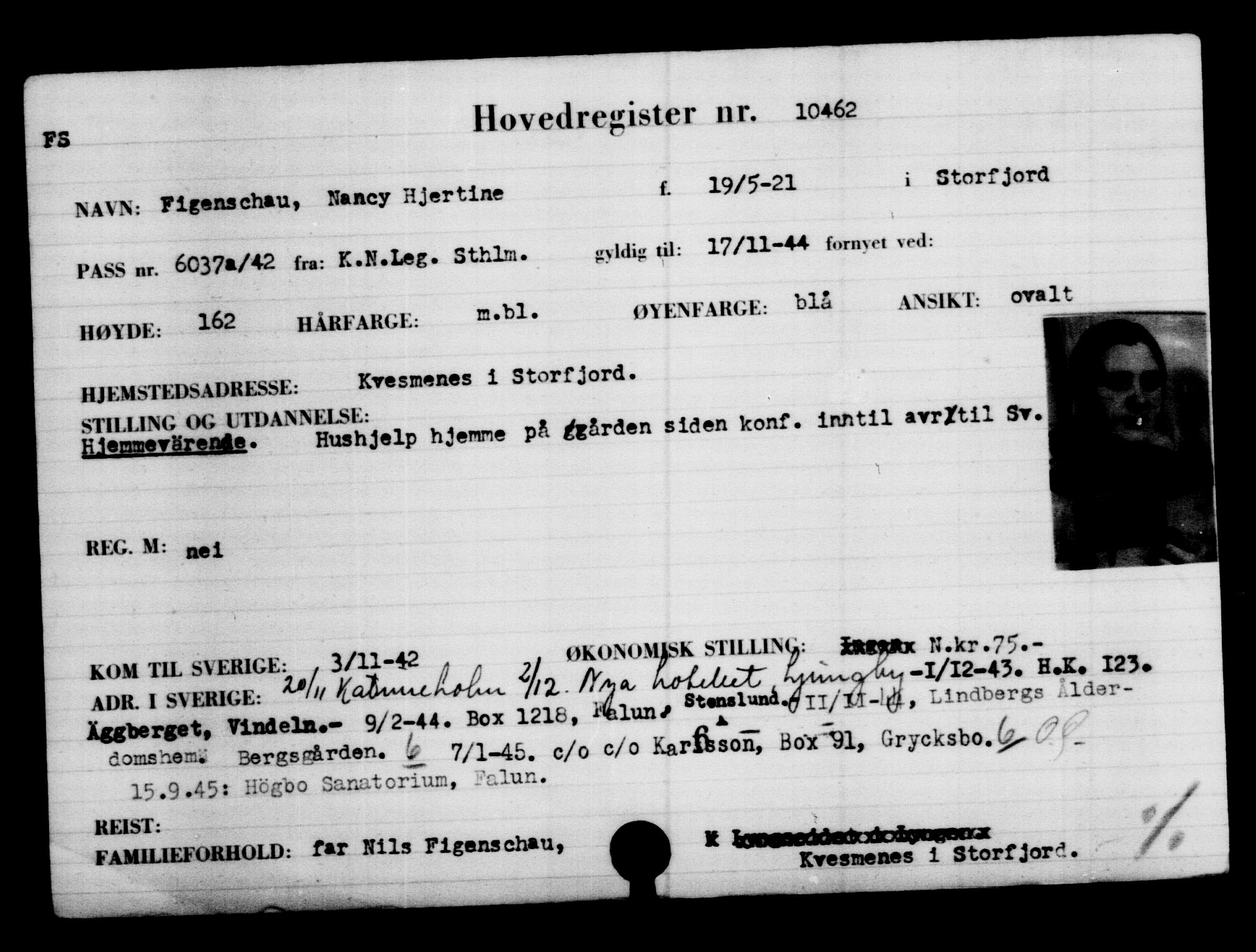 Utenriksstasjonene, Legasjonen i Stockholm, Flyktningkontoret, AV/RA-S-6753/V/Va/L0006: Kjesäterkartoteket, flyktninger med registreringsnr. 9400-12711, 1940-1945, p. 1218