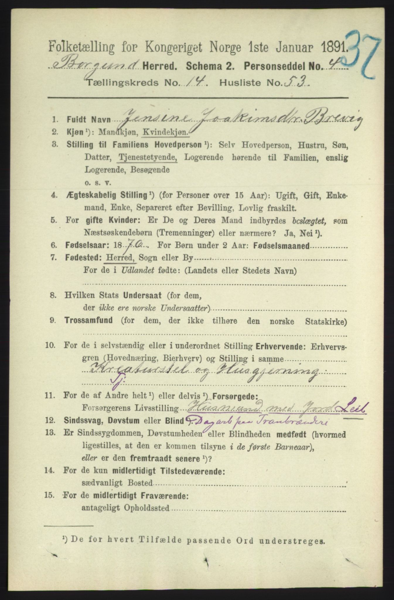 RA, 1891 census for 1531 Borgund, 1891, p. 4432