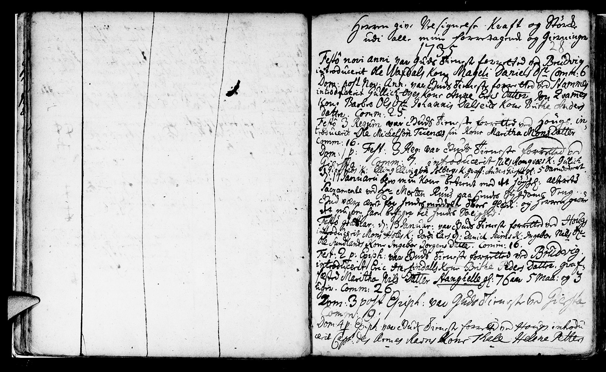 Haus sokneprestembete, SAB/A-75601/H/Haa: Parish register (official) no. A 5, 1733-1747, p. 28