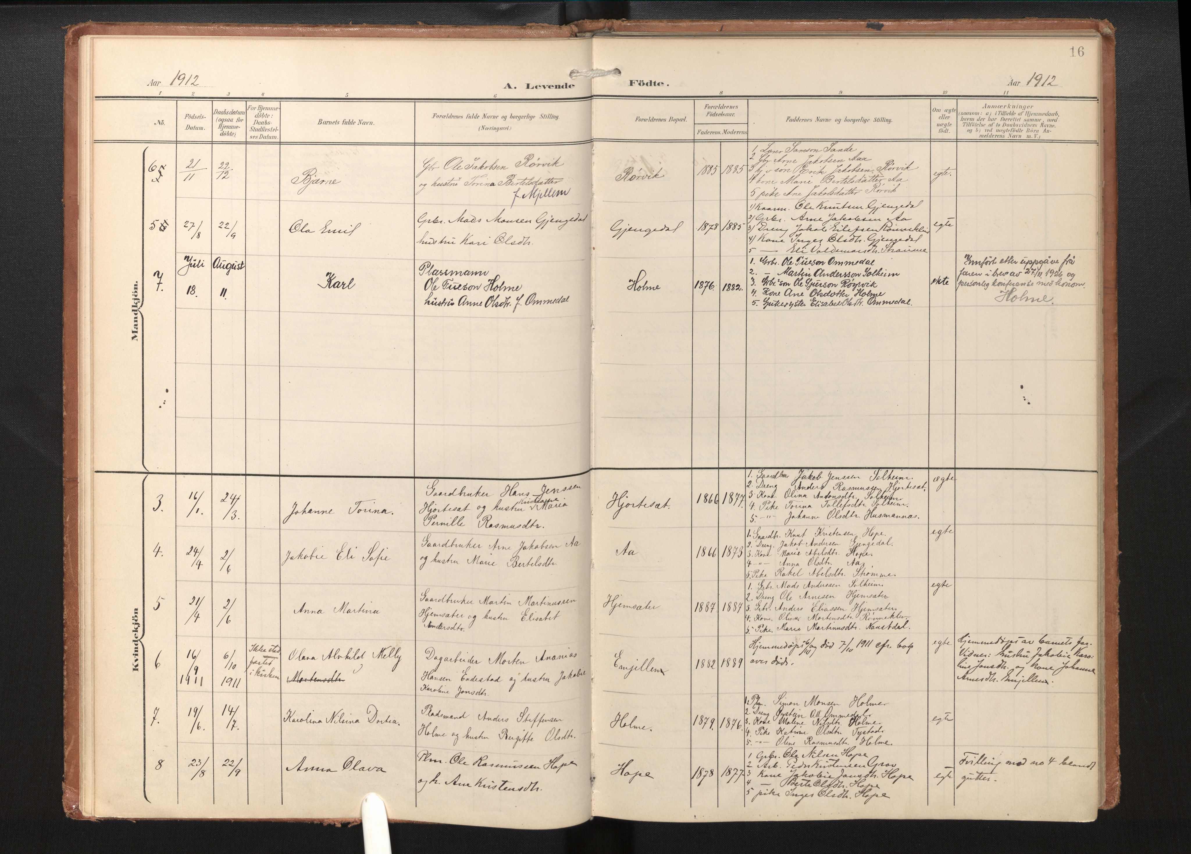 Gloppen sokneprestembete, AV/SAB-A-80101/H/Haa/Haae/L0002: Parish register (official) no. E 2, 1904-1925, p. 15b-16a