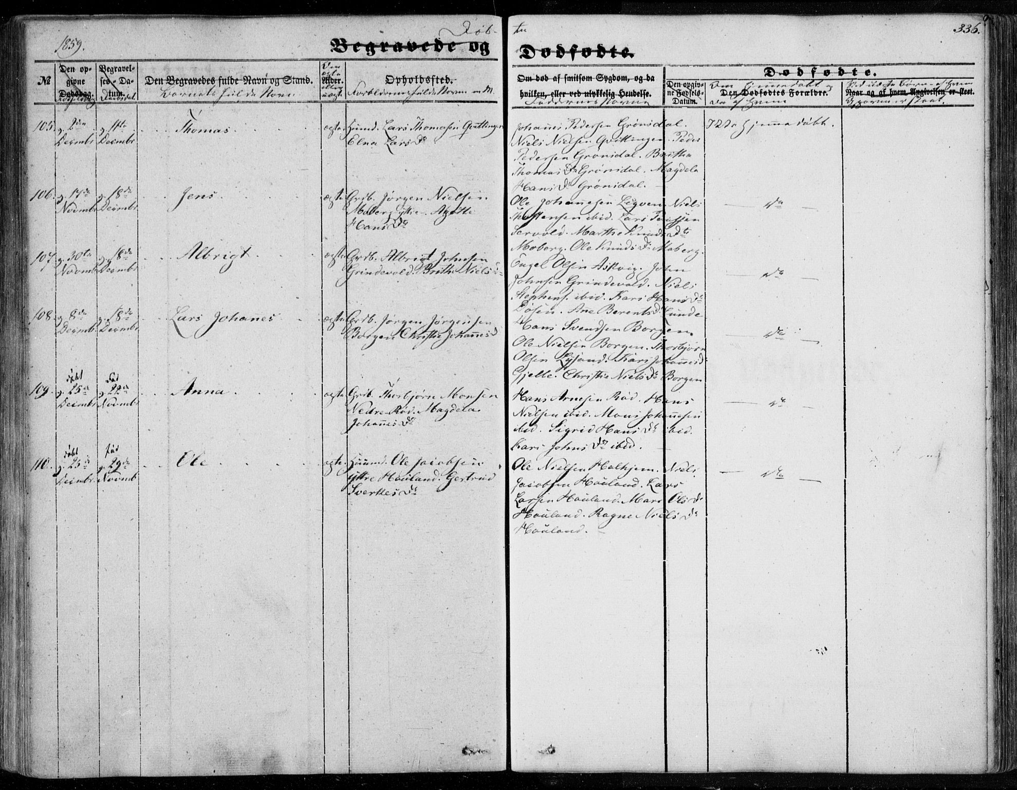 Os sokneprestembete, AV/SAB-A-99929: Parish register (official) no. A 16, 1851-1859, p. 336