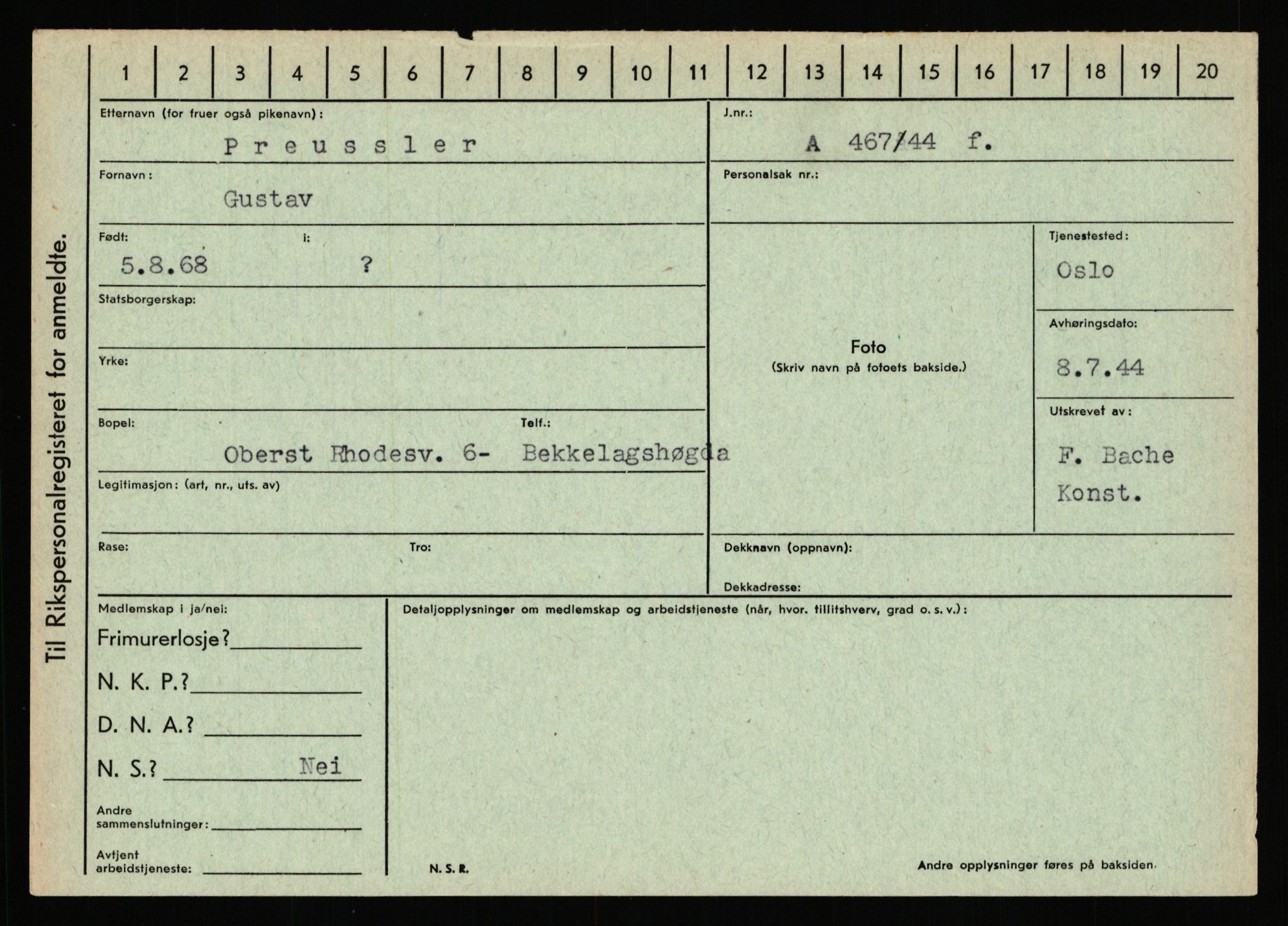 Statspolitiet - Hovedkontoret / Osloavdelingen, AV/RA-S-1329/C/Ca/L0012: Oanæs - Quistgaard	, 1943-1945, p. 4835