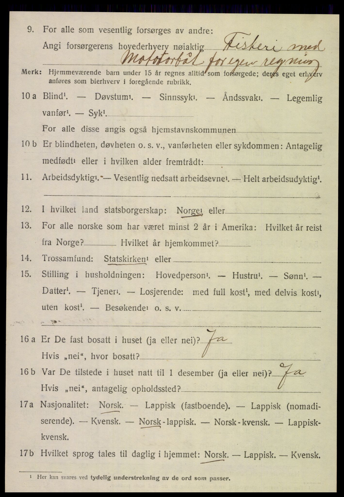 SAT, 1920 census for Nordfold, 1920, p. 1094