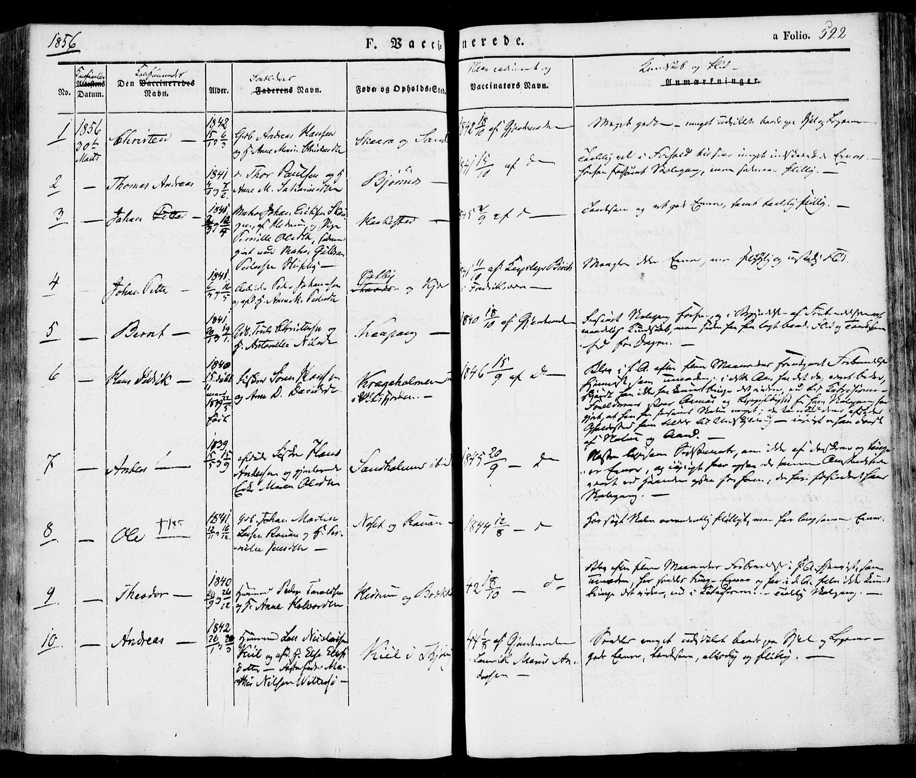 Tjølling kirkebøker, AV/SAKO-A-60/F/Fa/L0006: Parish register (official) no. 6, 1835-1859, p. 522