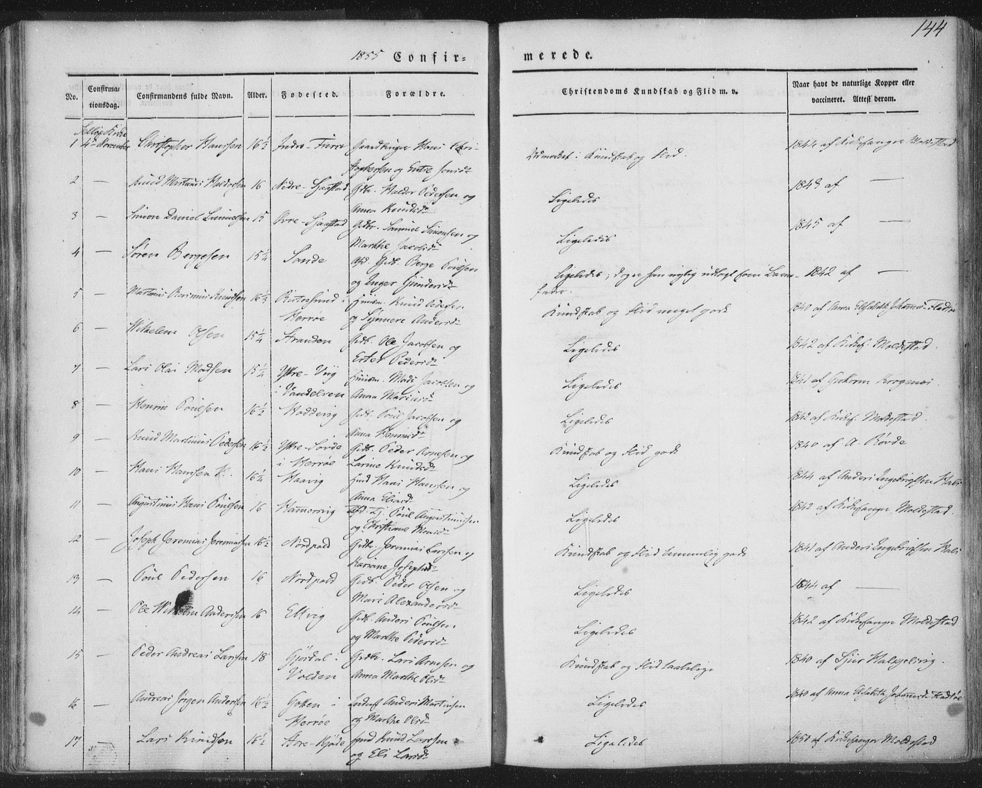 Selje sokneprestembete, AV/SAB-A-99938/H/Ha/Haa/Haaa: Parish register (official) no. A 10, 1844-1858, p. 144