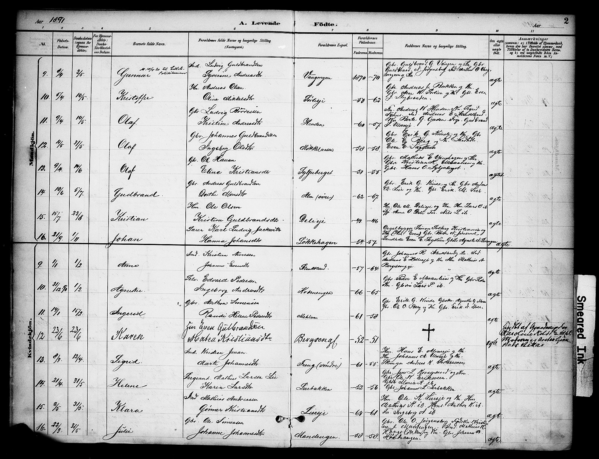 Ringsaker prestekontor, AV/SAH-PREST-014/K/Ka/L0015: Parish register (official) no. 15, 1891-1904, p. 2