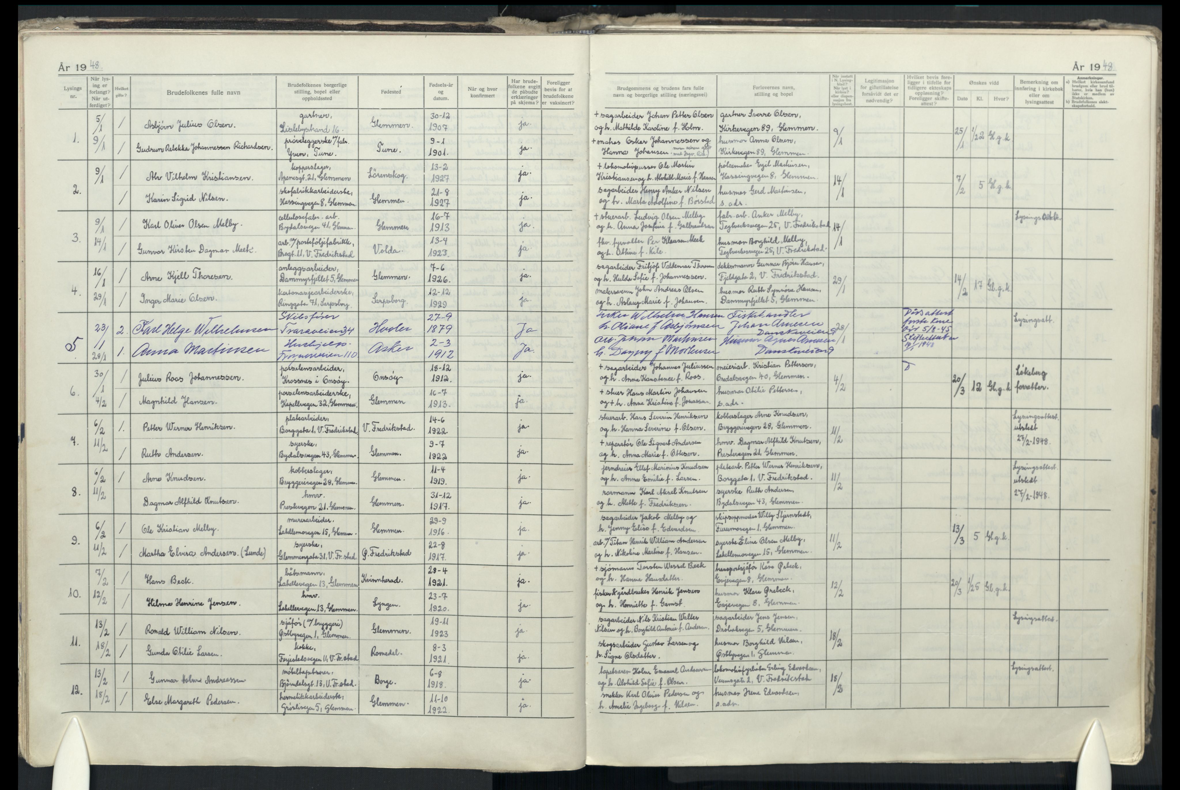 Glemmen prestekontor Kirkebøker, AV/SAO-A-10908/H/Ha/L0004: Banns register no. 4, 1942-1965