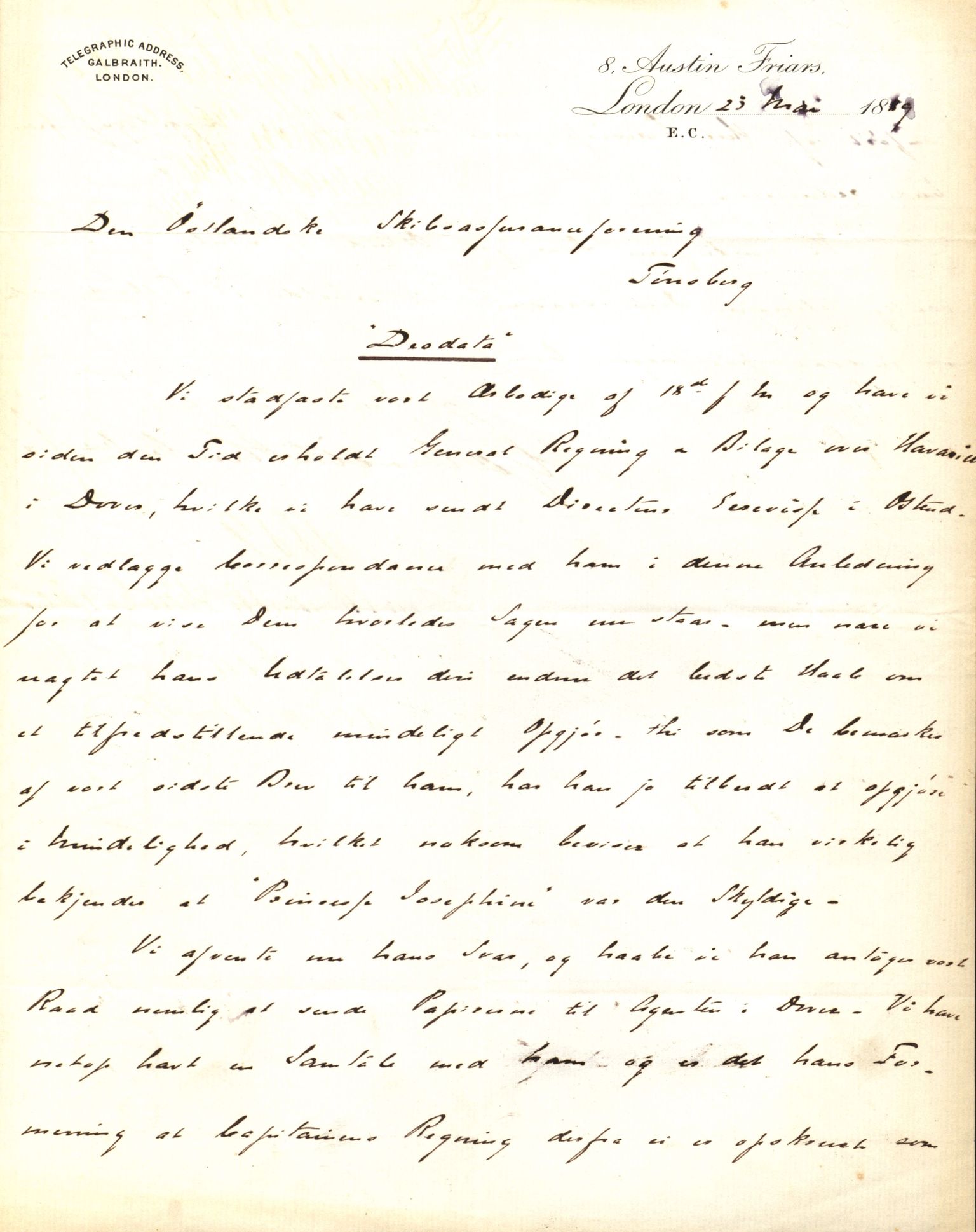 Pa 63 - Østlandske skibsassuranceforening, VEMU/A-1079/G/Ga/L0023/0010: Havaridokumenter / Johannes Rød, Deodata, Eidsvold, Bothnia, Brillant, 1889, p. 16