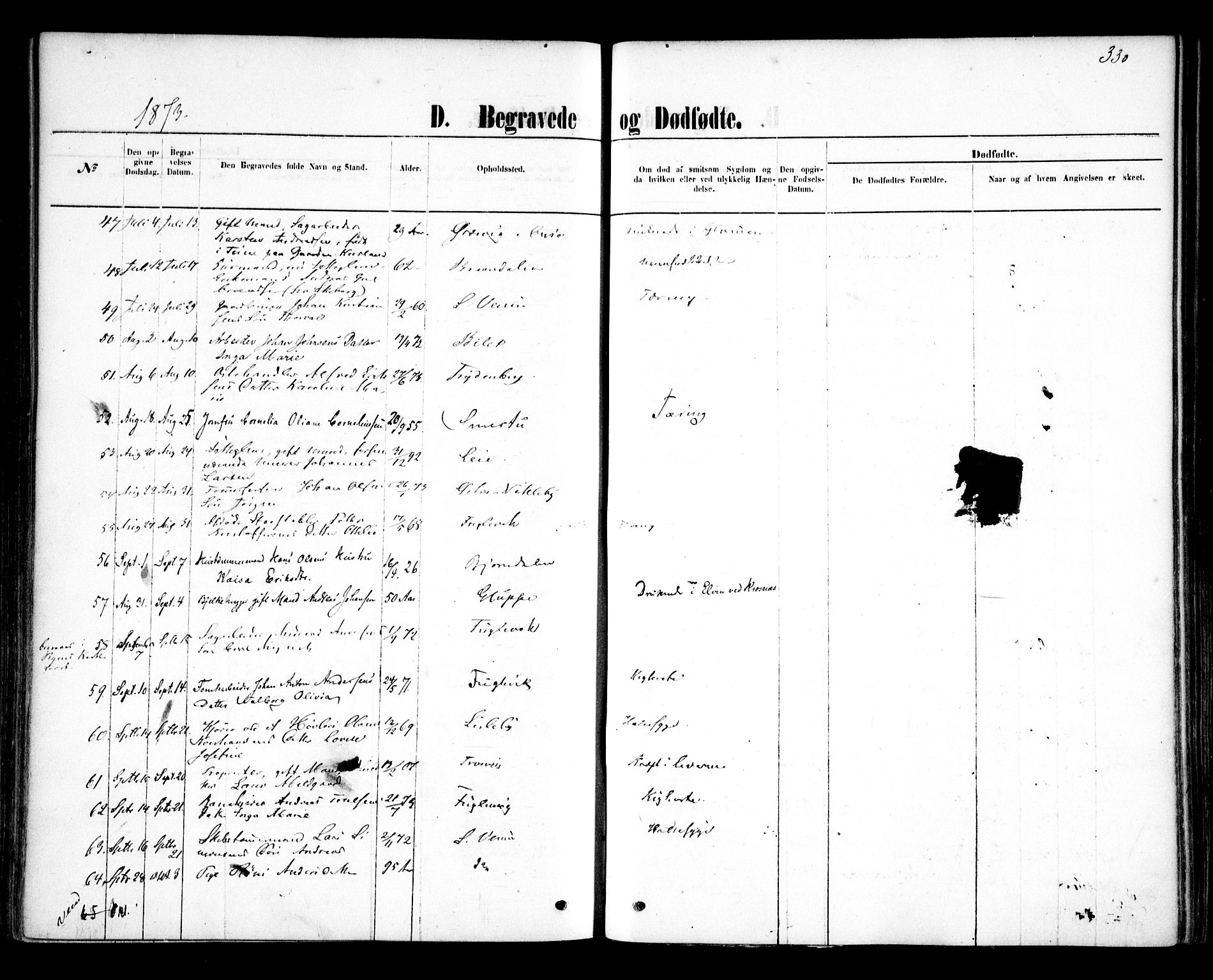 Glemmen prestekontor Kirkebøker, AV/SAO-A-10908/F/Fa/L0009: Parish register (official) no. 9, 1871-1878, p. 330