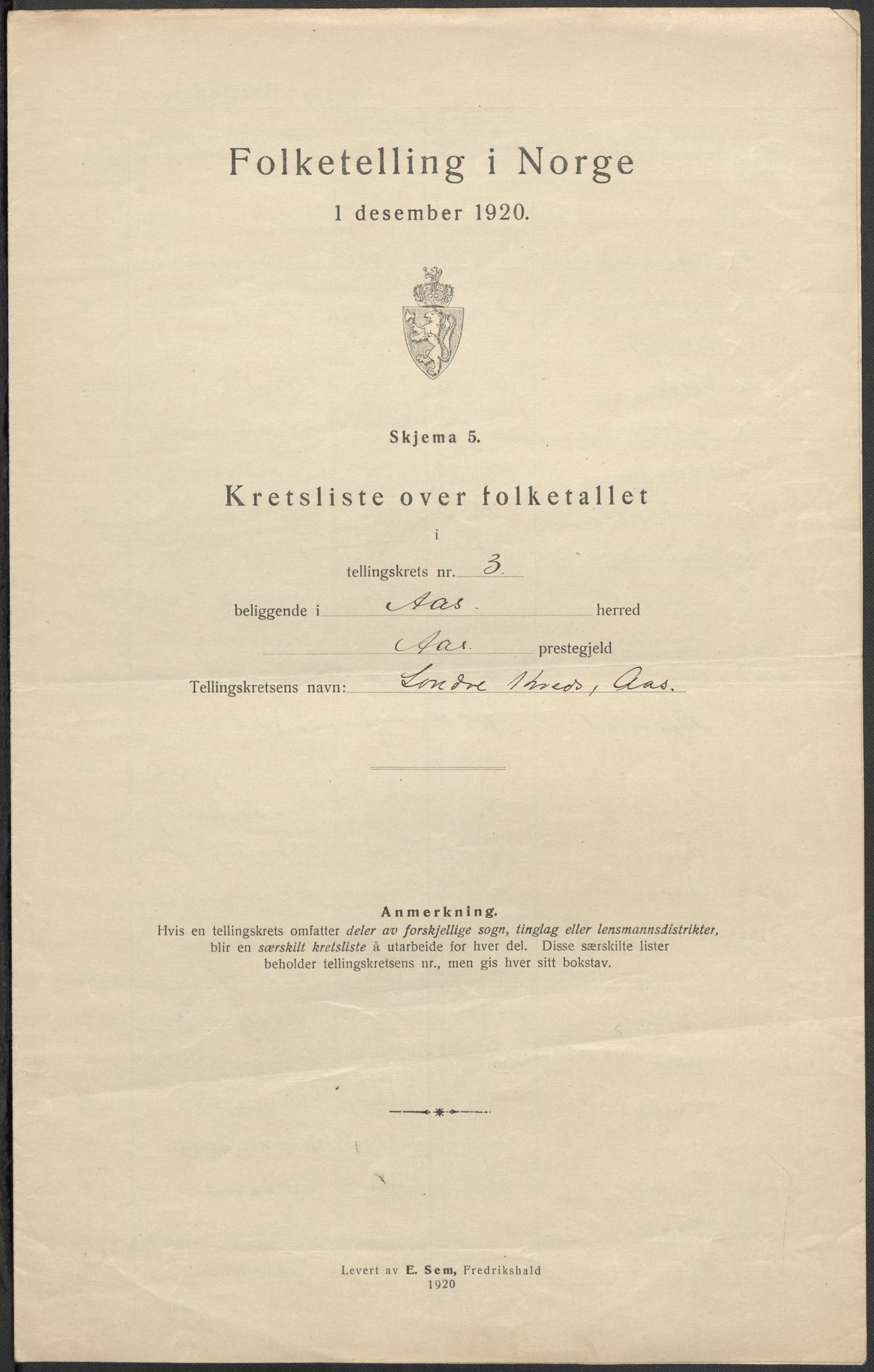 SAO, 1920 census for Ås, 1920, p. 12