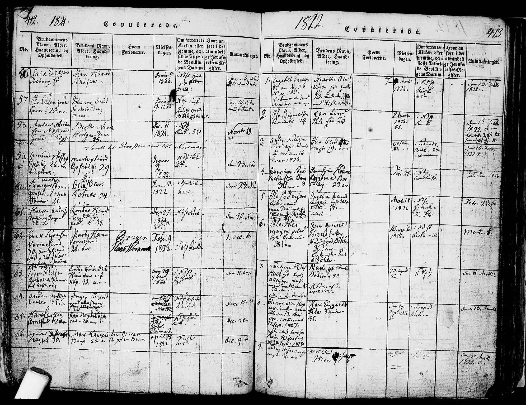 Nes prestekontor Kirkebøker, AV/SAO-A-10410/F/Fa/L0005: Parish register (official) no. I 5, 1815-1835, p. 412-413