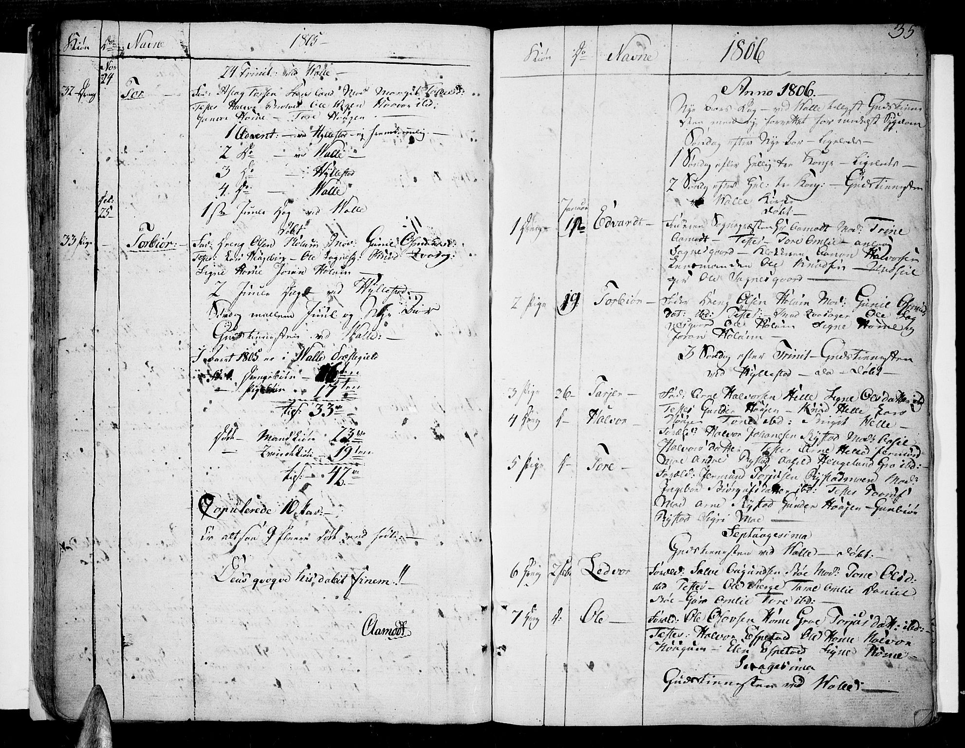 Valle sokneprestkontor, SAK/1111-0044/F/Fa/Fac/L0004: Parish register (official) no. A 4, 1790-1816, p. 35