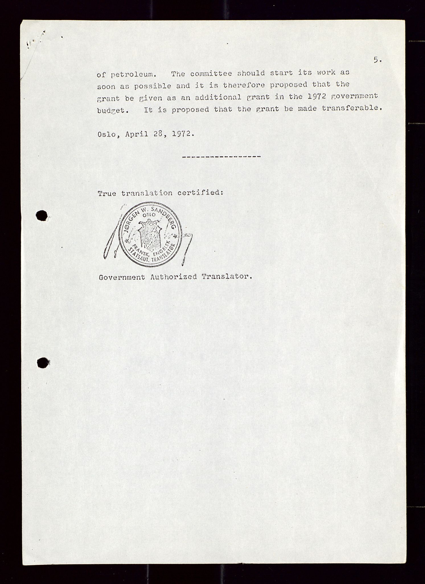 Industridepartementet, Oljekontoret, AV/SAST-A-101348/Di/L0002: DWP, måneds- kvartals- halvårs- og årsrapporter, økonomi, personell, div., 1972-1974, p. 131