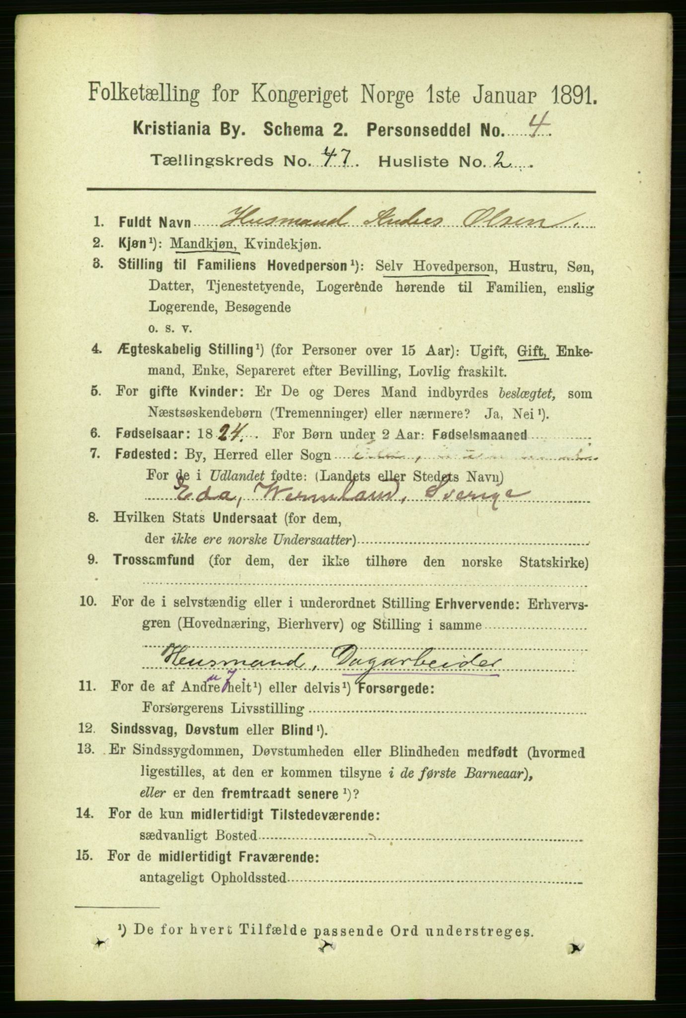 RA, 1891 census for 0301 Kristiania, 1891, p. 28205