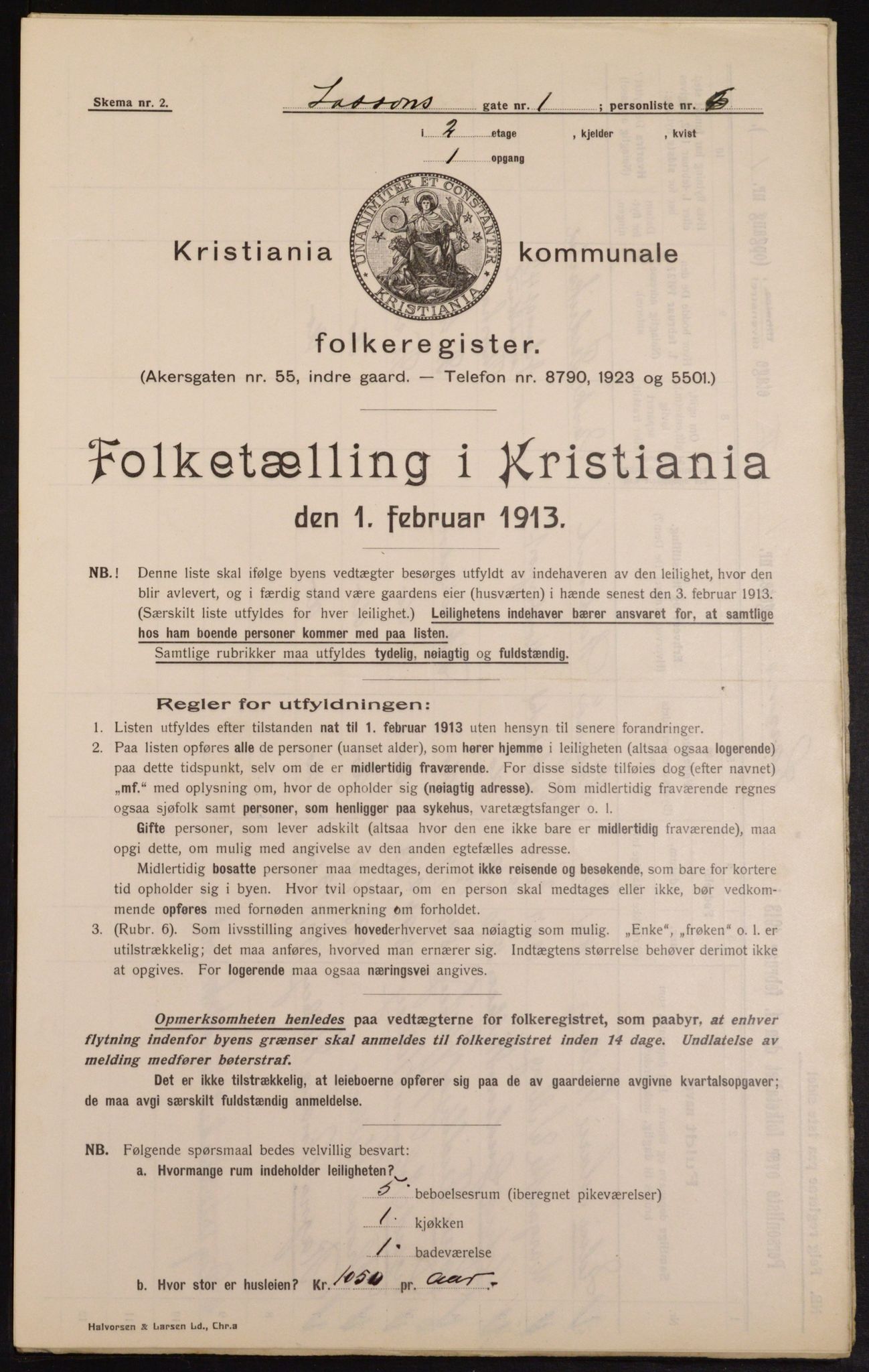 OBA, Municipal Census 1913 for Kristiania, 1913, p. 56976