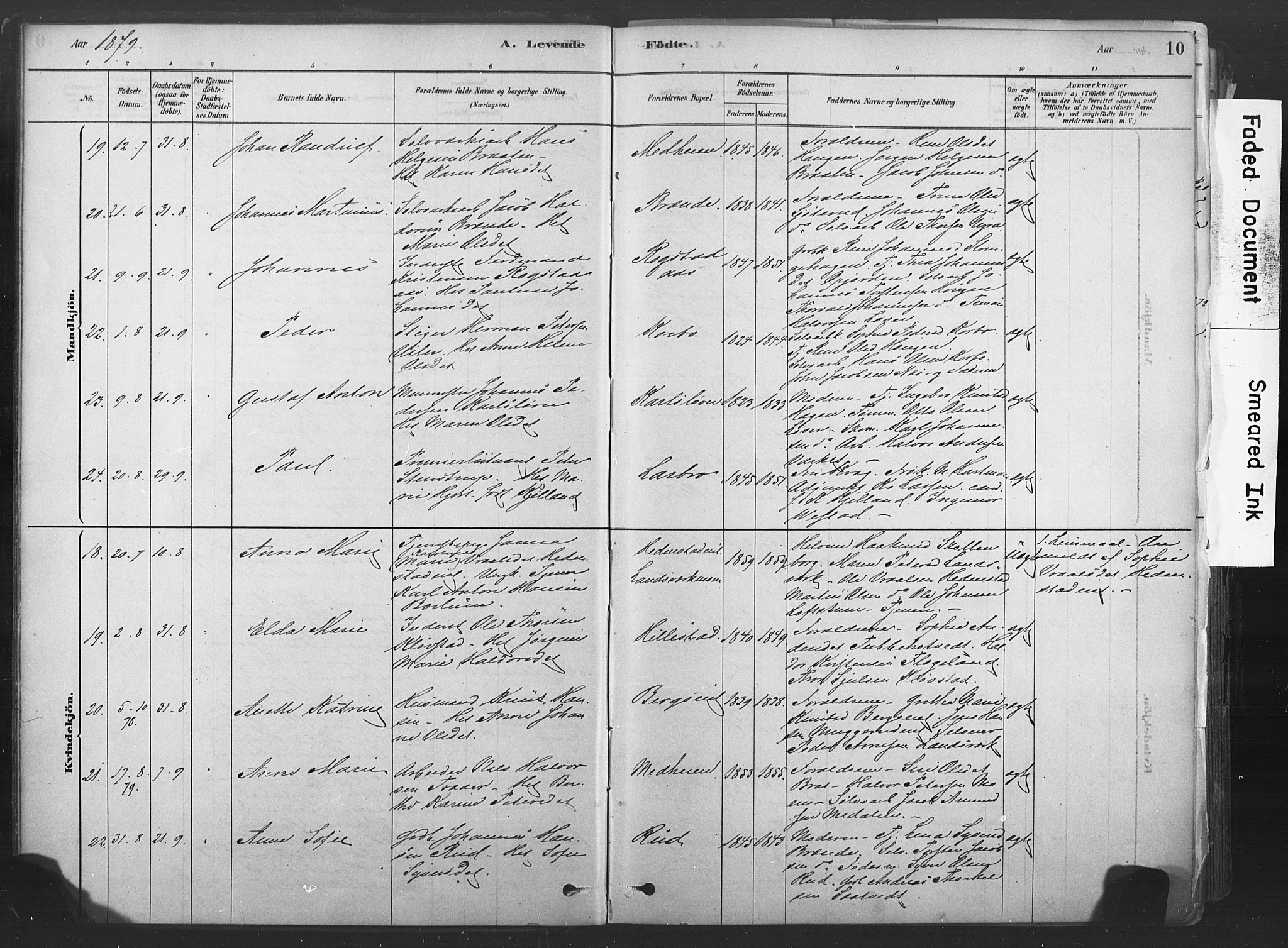 Sandsvær kirkebøker, AV/SAKO-A-244/F/Fd/L0001: Parish register (official) no. IV 1, 1878-1906, p. 10