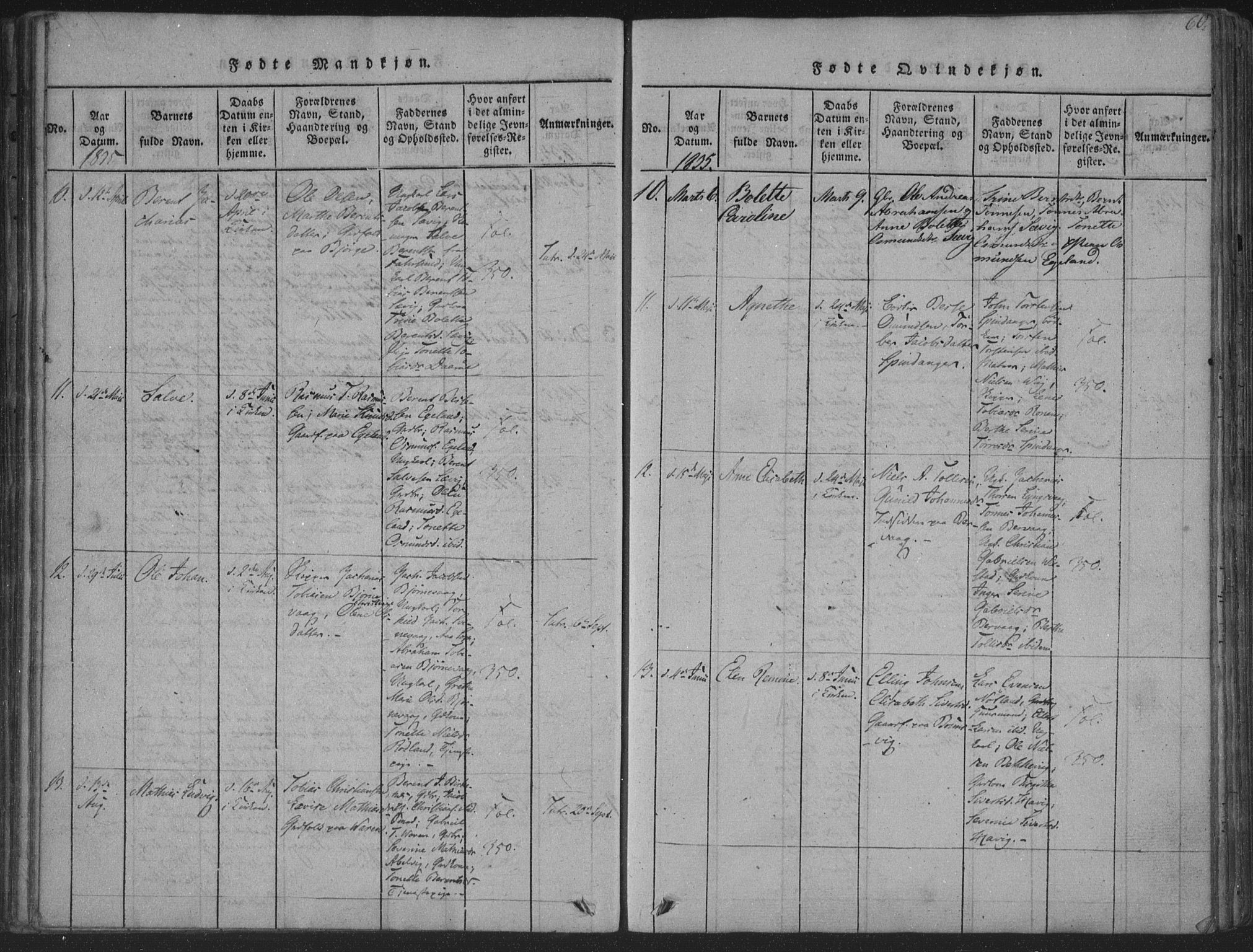 Herad sokneprestkontor, AV/SAK-1111-0018/F/Fa/Fab/L0002: Parish register (official) no. A 2, 1816-1844, p. 60