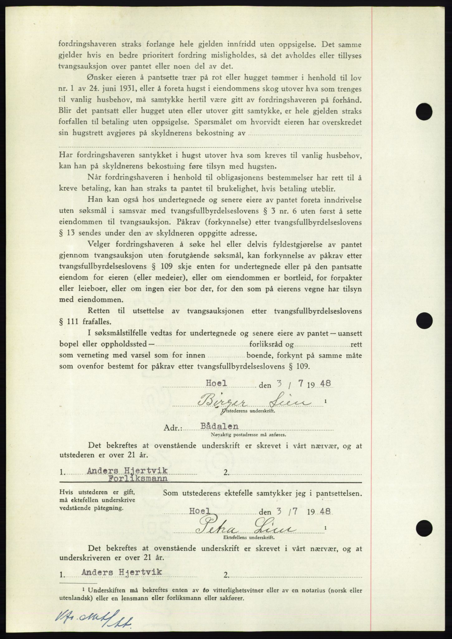 Nordmøre sorenskriveri, AV/SAT-A-4132/1/2/2Ca: Mortgage book no. B99, 1948-1948, Diary no: : 2002/1948