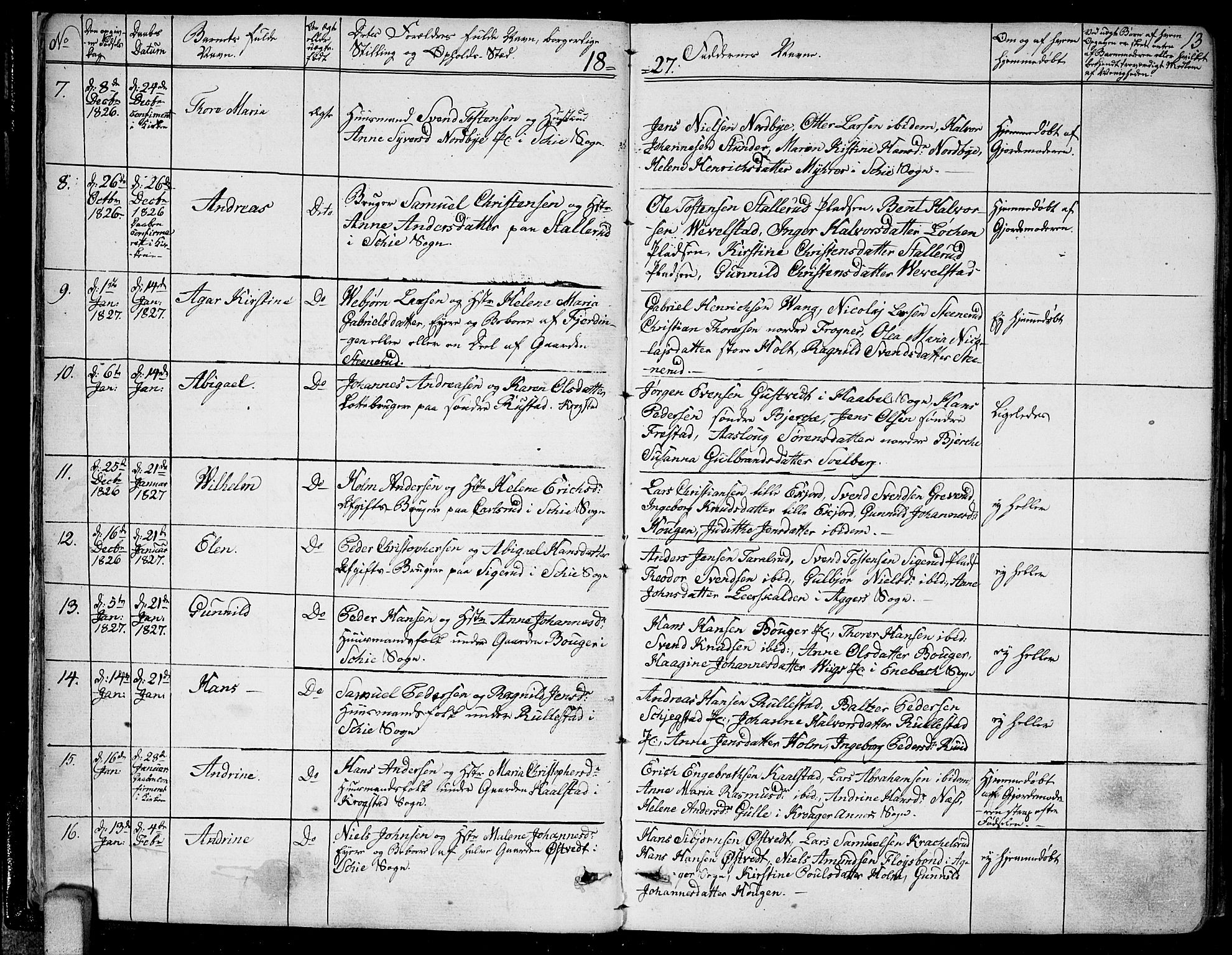 Kråkstad prestekontor Kirkebøker, SAO/A-10125a/F/Fa/L0004: Parish register (official) no. I 4, 1825-1837, p. 13