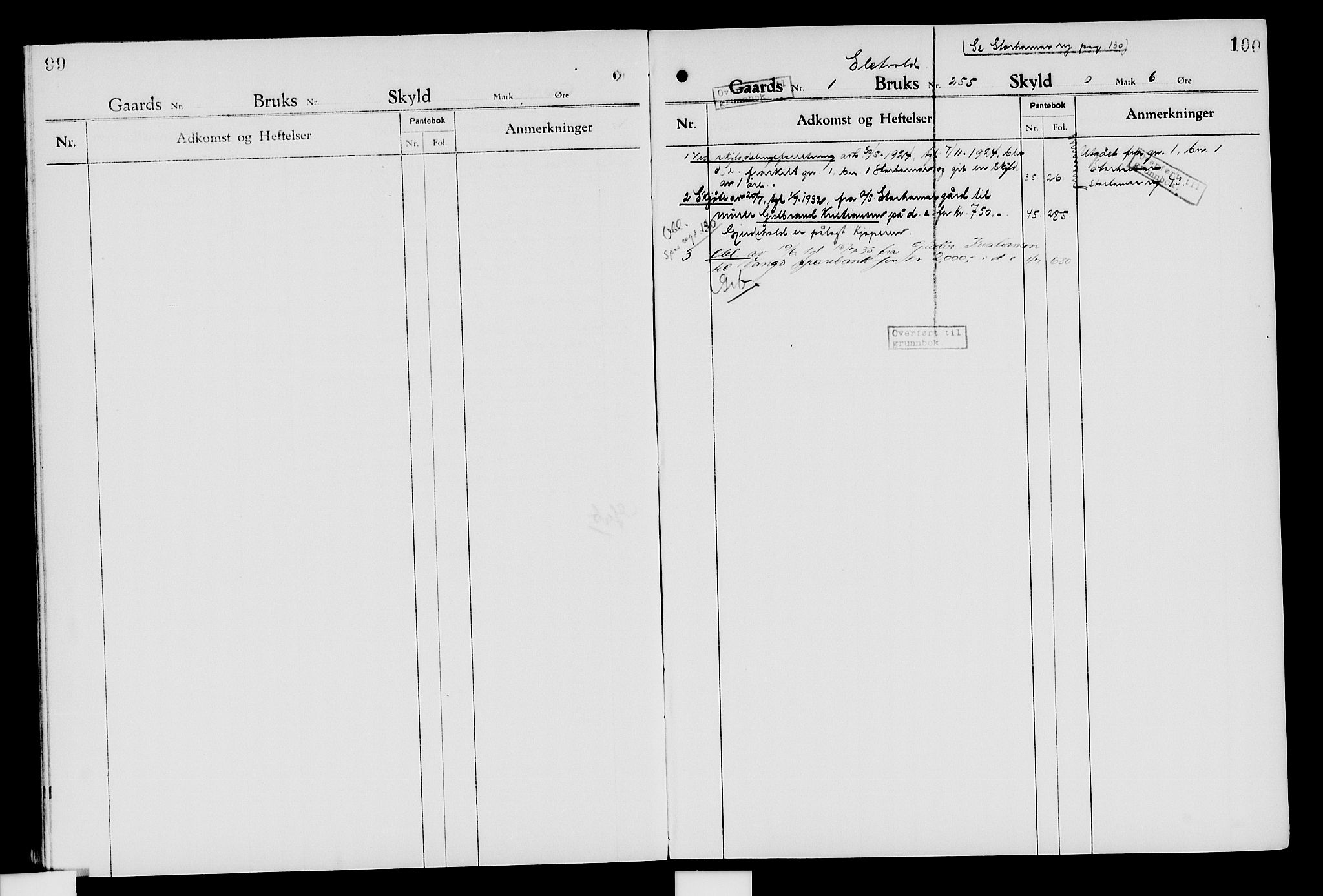 Nord-Hedmark sorenskriveri, SAH/TING-012/H/Ha/Had/Hade/L0007: Mortgage register no. 4.7, 1924-1940, p. 99-100