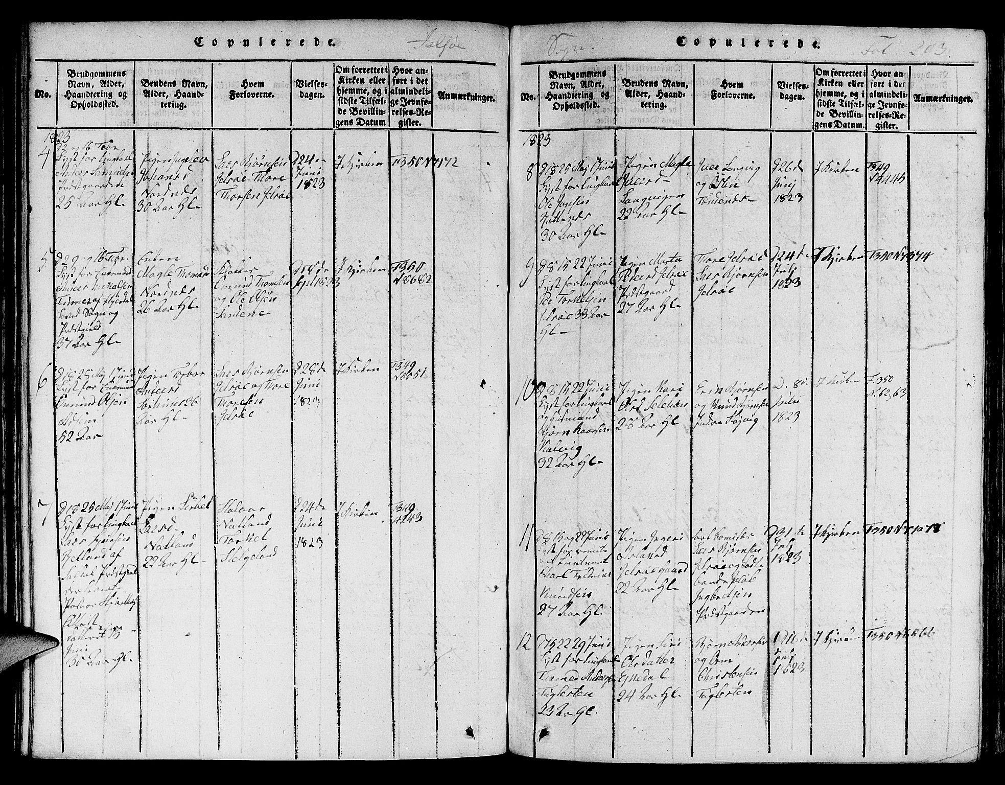 Jelsa sokneprestkontor, SAST/A-101842/01/V: Parish register (copy) no. B 1 /1, 1816-1828, p. 203