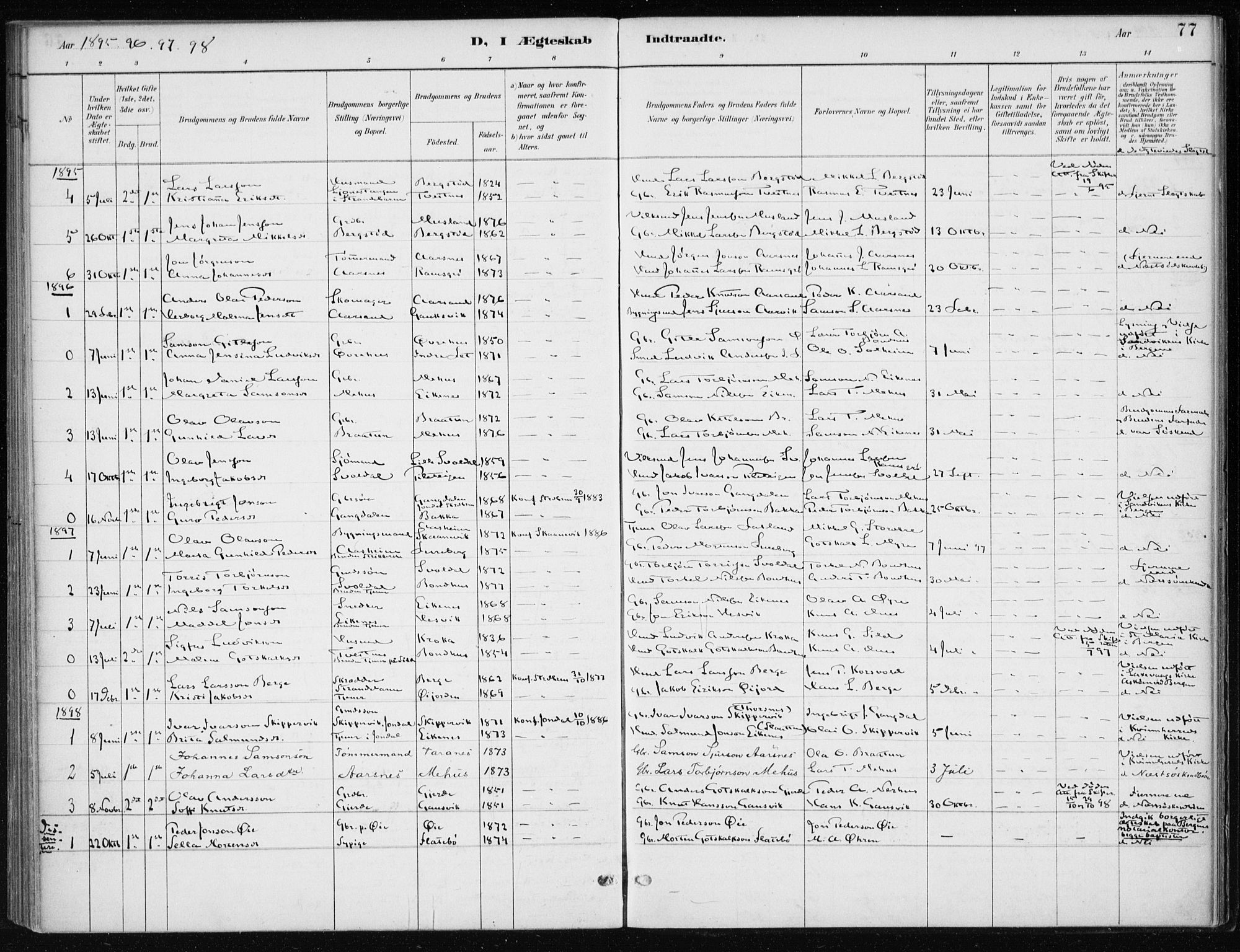 Kvinnherad sokneprestembete, AV/SAB-A-76401/H/Haa: Parish register (official) no. F 1, 1887-1912, p. 77