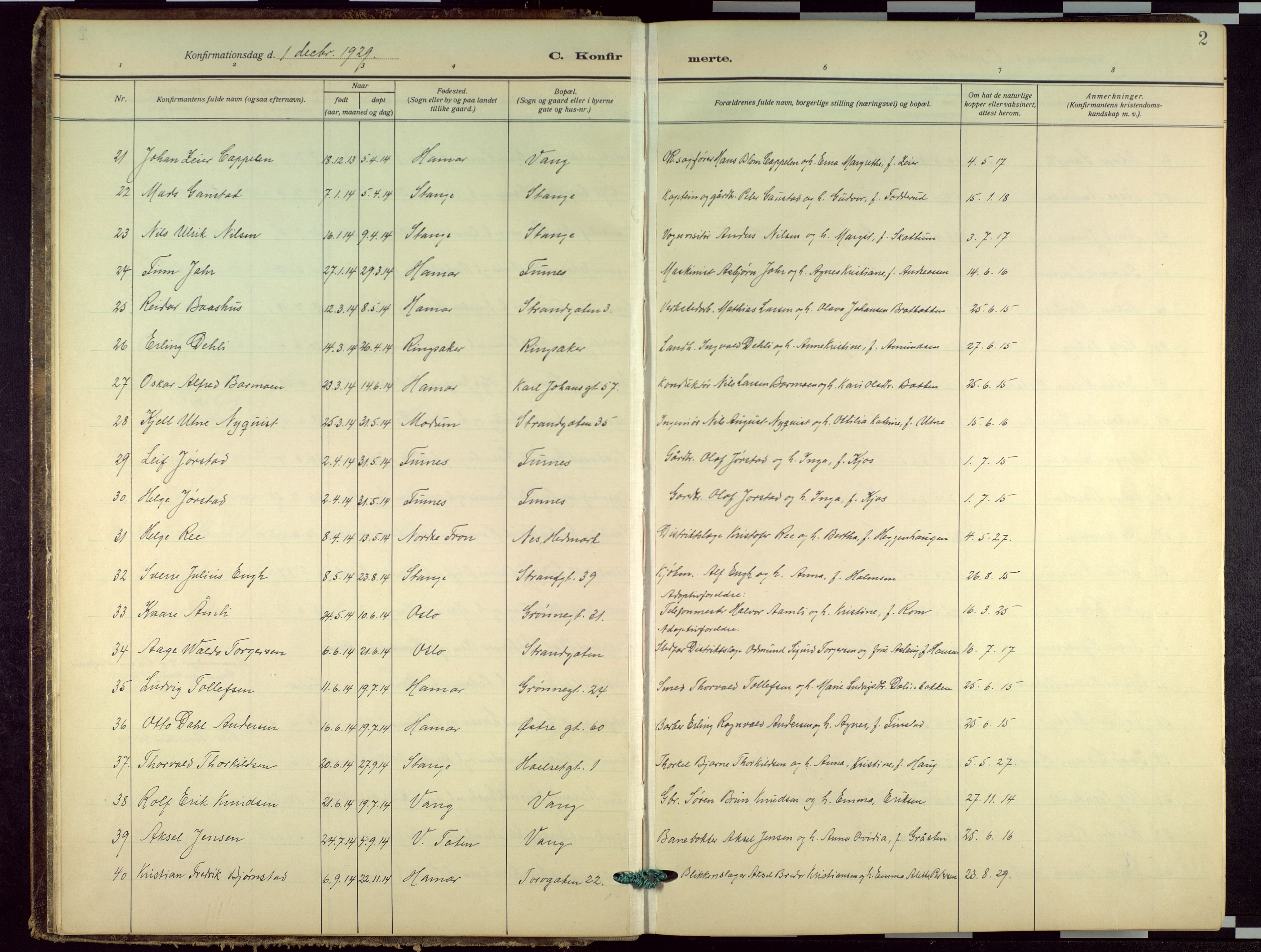 Hamar prestekontor, AV/SAH-DOMPH-002/H/Ha/Haa/L0005: Parish register (official) no. 5, 1929-1958, p. 2