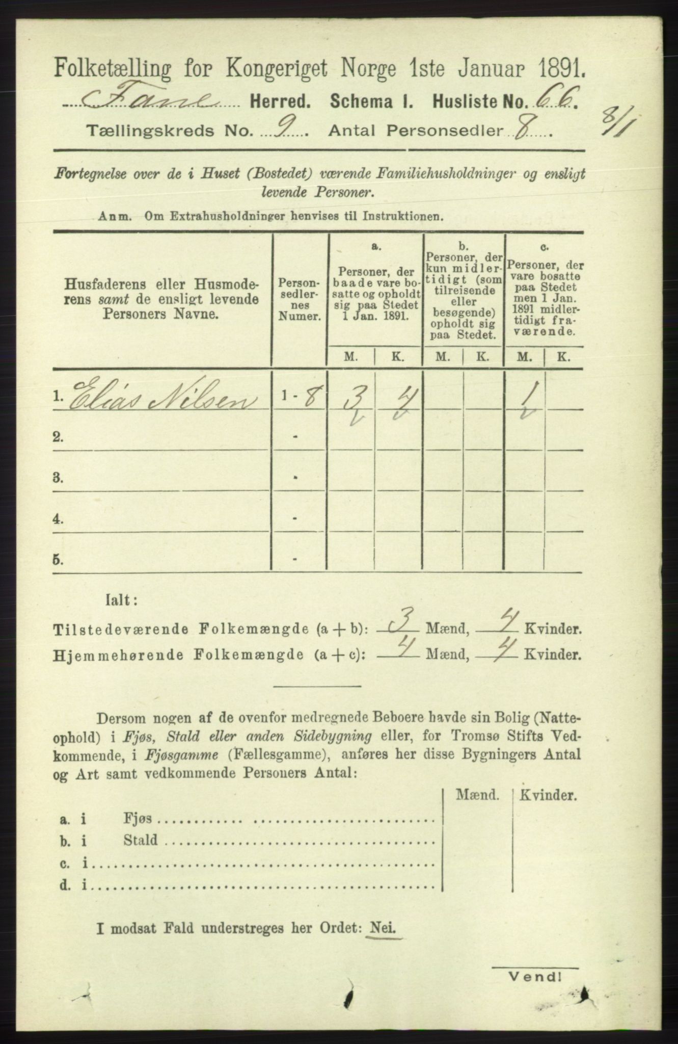 RA, 1891 census for 1249 Fana, 1891, p. 4818