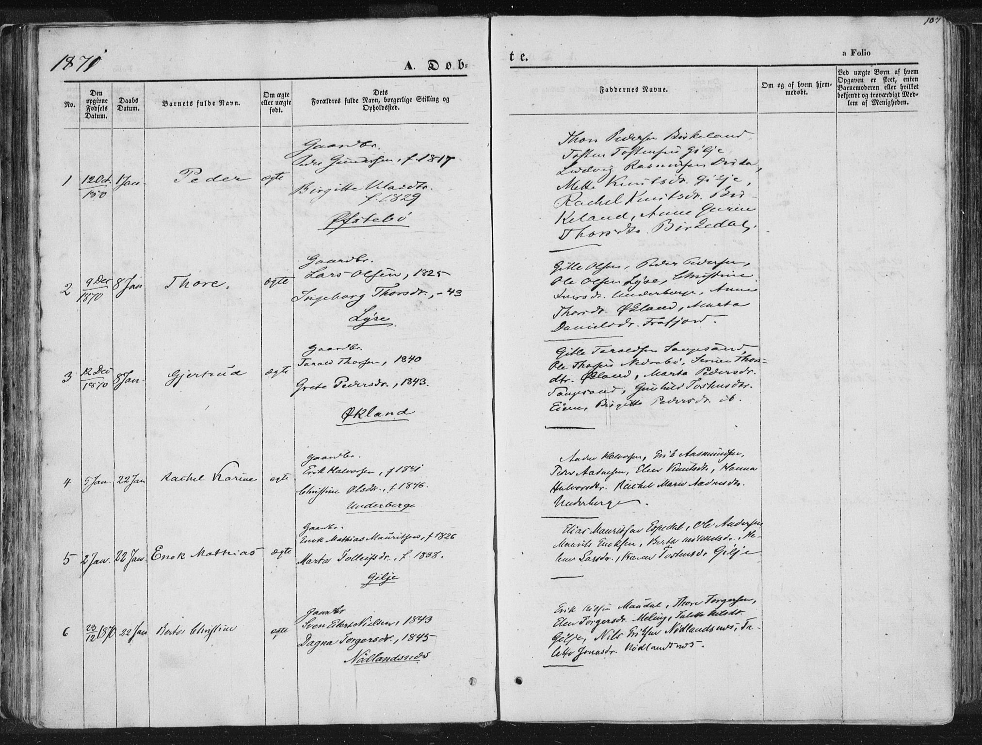 Høgsfjord sokneprestkontor, AV/SAST-A-101624/H/Ha/Haa/L0001: Parish register (official) no. A 1, 1854-1875, p. 107