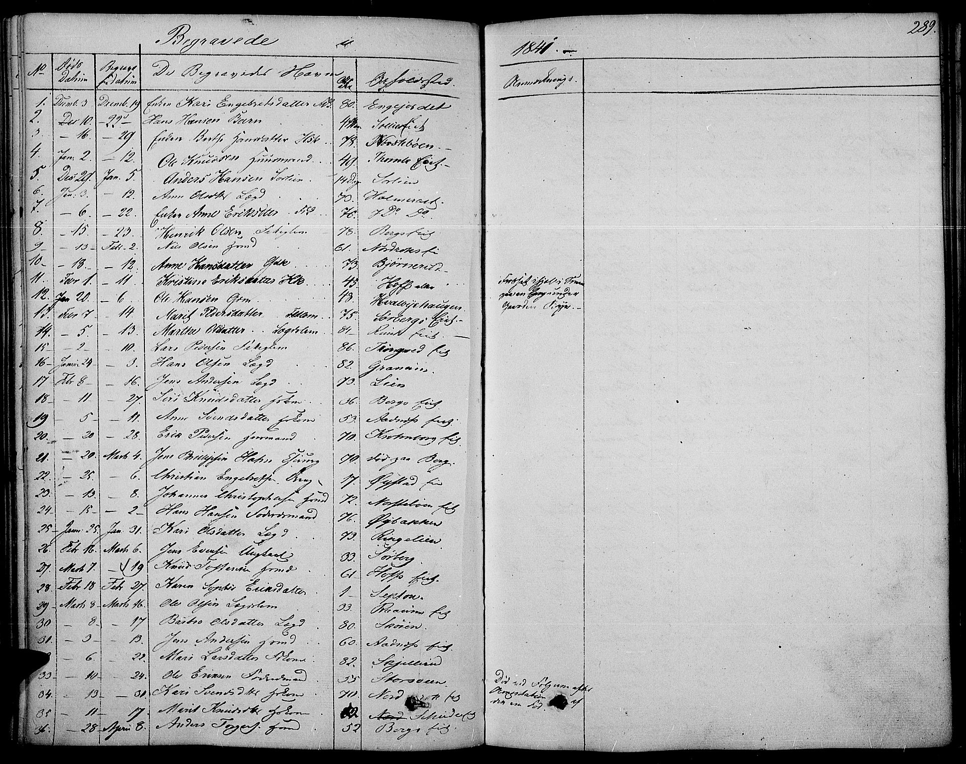 Land prestekontor, SAH/PREST-120/H/Ha/Haa/L0008: Parish register (official) no. 8, 1830-1846, p. 289