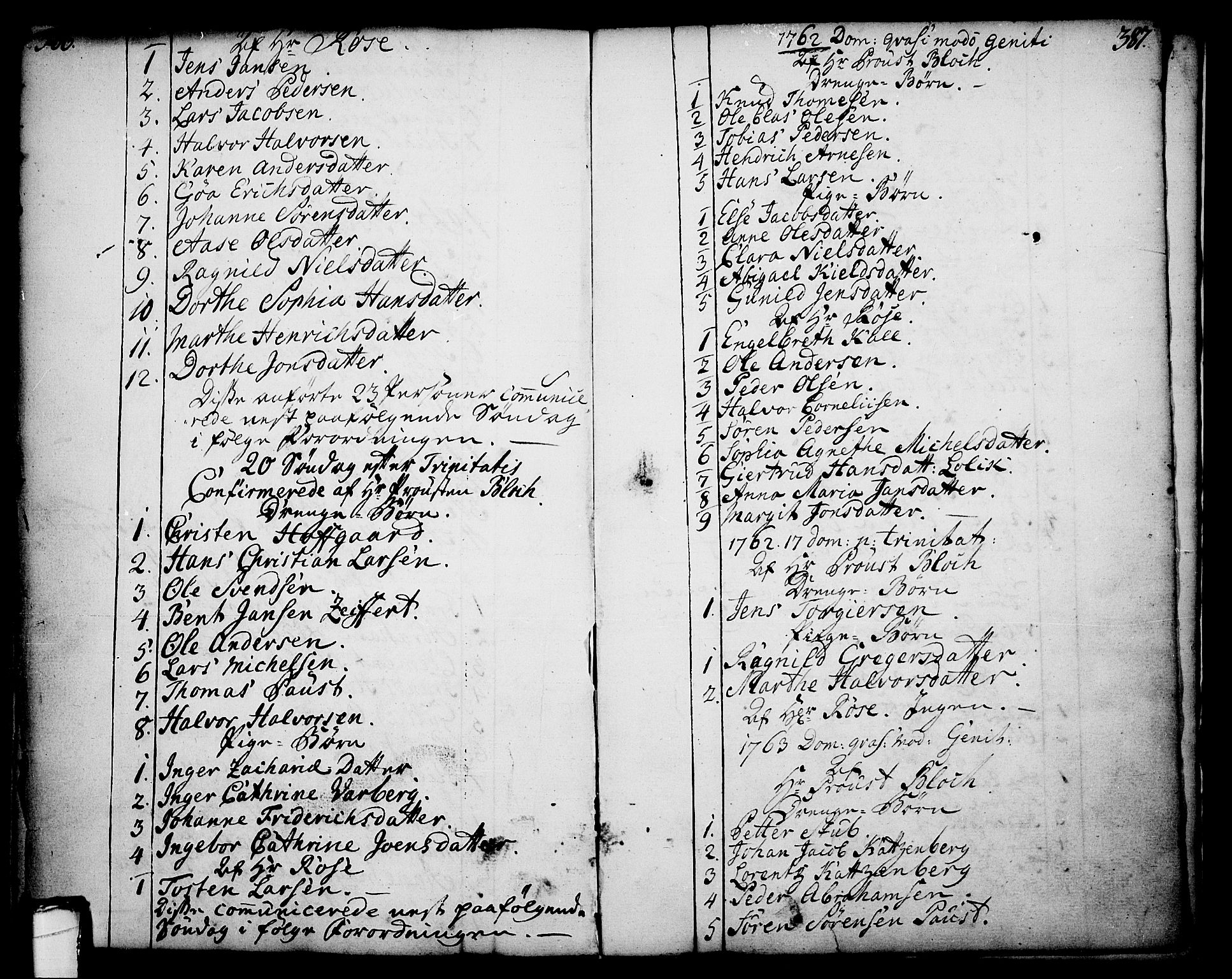 Skien kirkebøker, AV/SAKO-A-302/F/Fa/L0003: Parish register (official) no. 3, 1755-1791, p. 386-387