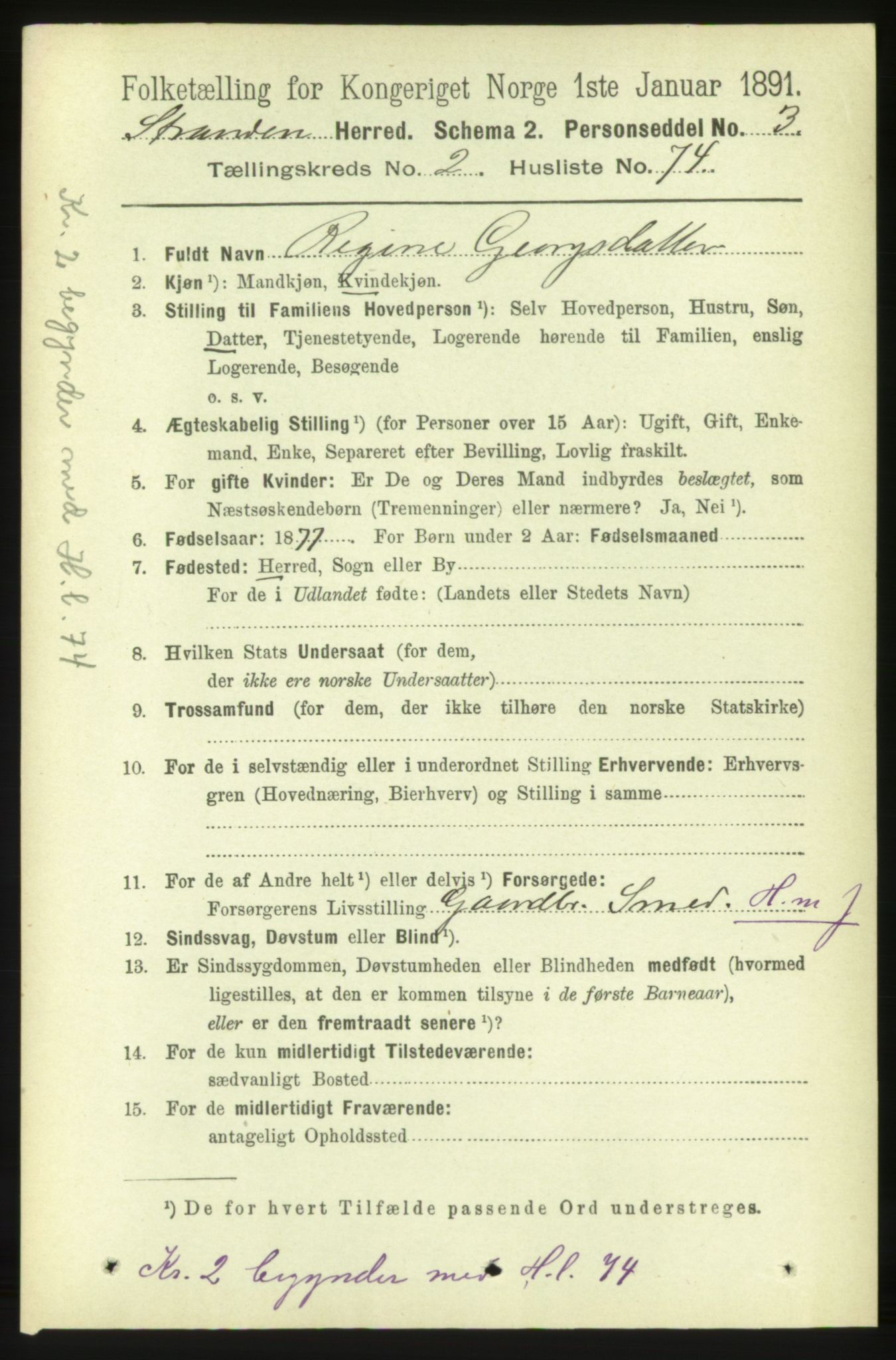 RA, 1891 census for 1525 Stranda, 1891, p. 299