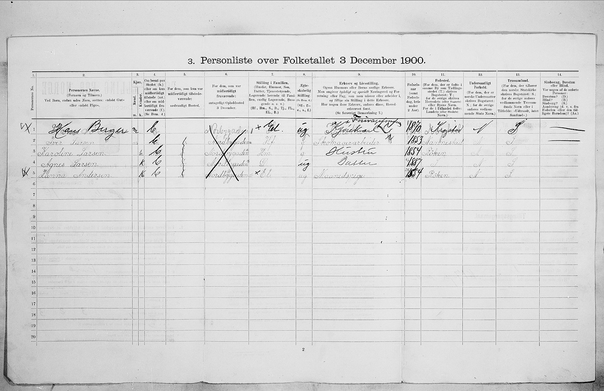 SAO, 1900 census for Kristiania, 1900, p. 64874