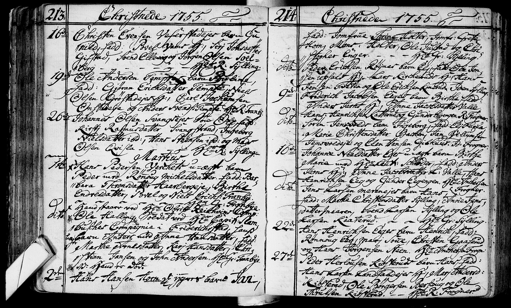 Lier kirkebøker, AV/SAKO-A-230/F/Fa/L0004: Parish register (official) no. I 4, 1749-1764, p. 213-214