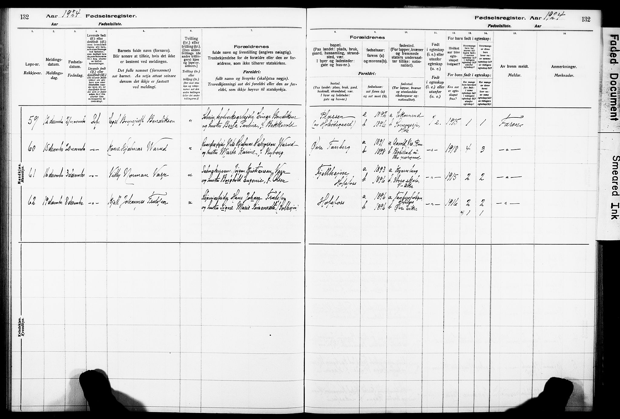 Norderhov kirkebøker, AV/SAKO-A-237/J/Ja/L0001: Birth register no. 1, 1916-1930, p. 132