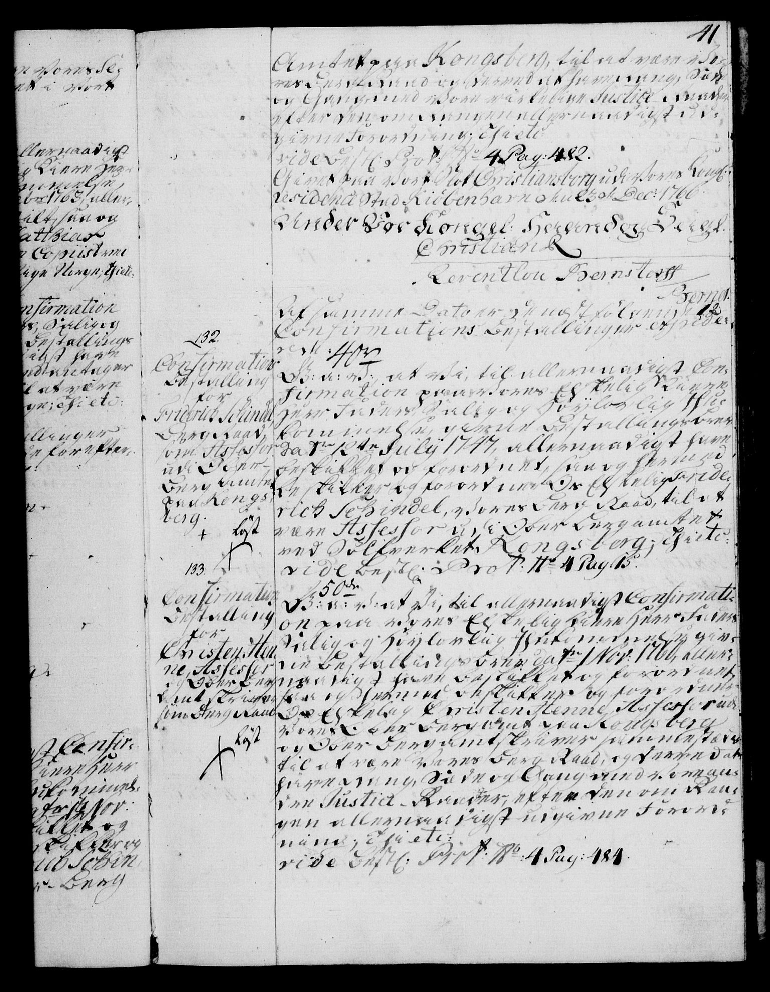 Rentekammeret, Kammerkanselliet, RA/EA-3111/G/Gg/Ggg/L0003: Norsk konfirmasjonsbestallingsprotokoll med register (merket RK 53.33), 1766-1772, p. 41