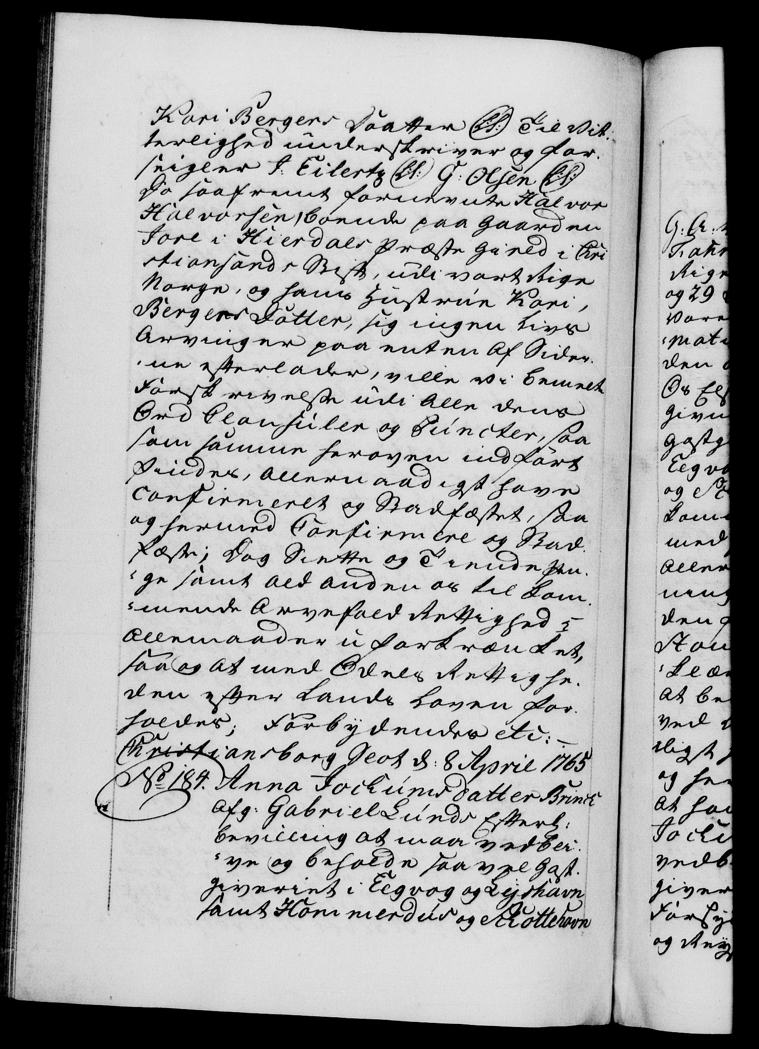 Danske Kanselli 1572-1799, AV/RA-EA-3023/F/Fc/Fca/Fcaa/L0042: Norske registre, 1763-1766, p. 578b