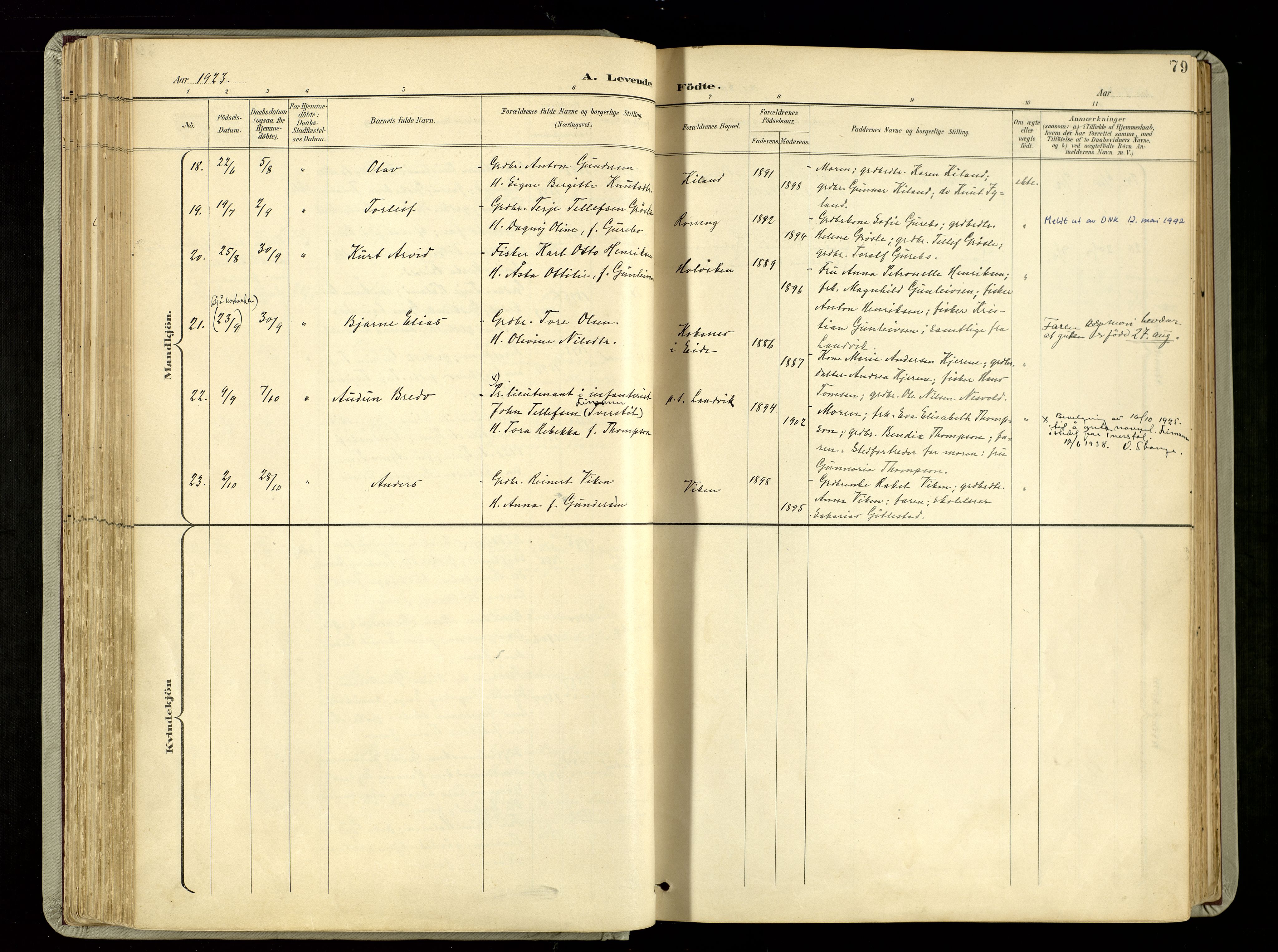 Hommedal sokneprestkontor, SAK/1111-0023/F/Fa/Fab/L0007: Parish register (official) no. A 7, 1898-1924, p. 79