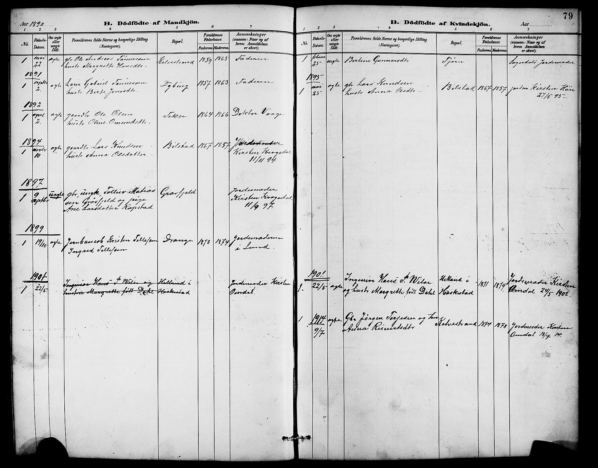 Lund sokneprestkontor, AV/SAST-A-101809/S07/L0007: Parish register (copy) no. B 7, 1890-1925, p. 79