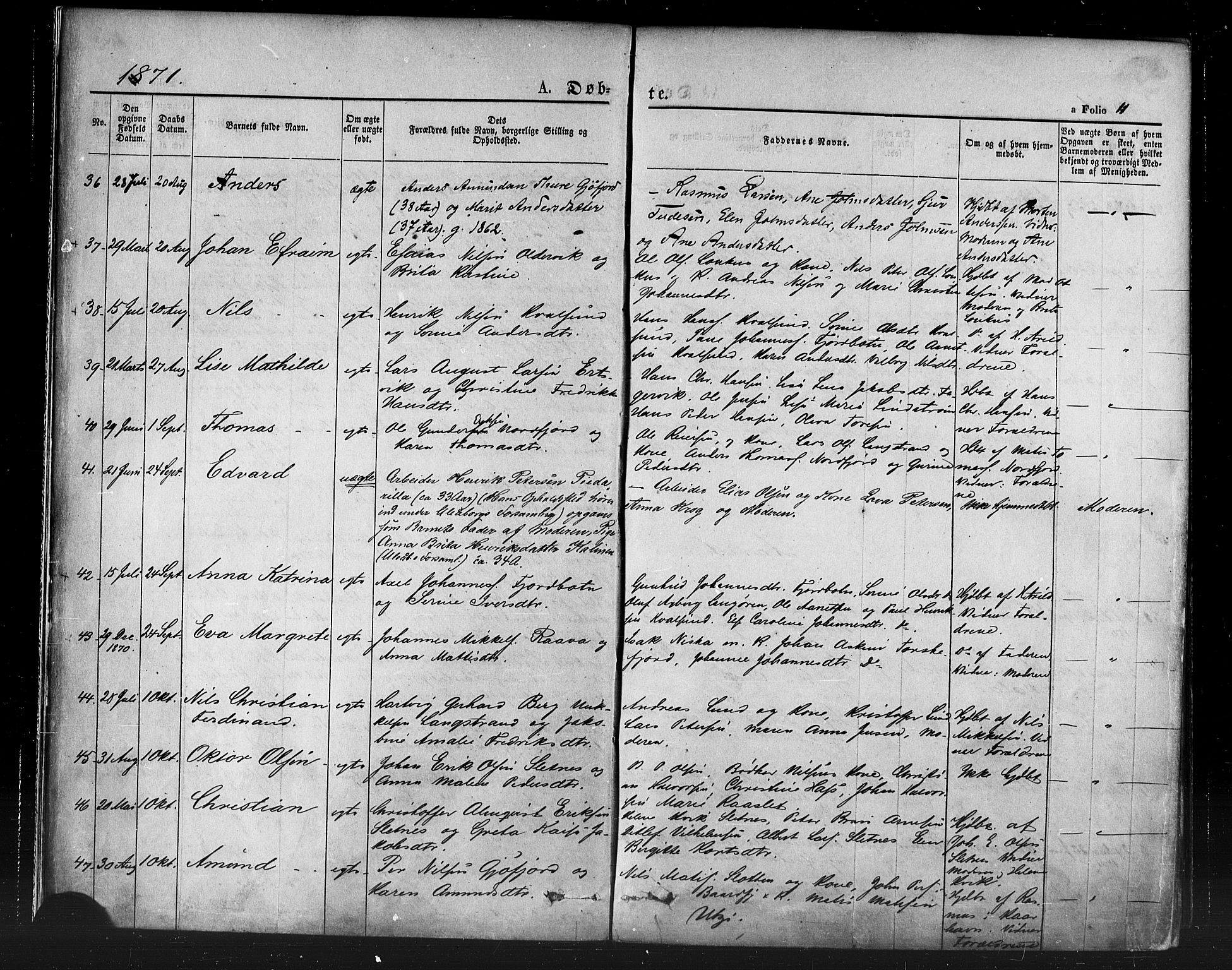 Hammerfest sokneprestkontor, SATØ/S-1347/H/Ha/L0007.kirke: Parish register (official) no. 7, 1869-1884, p. 11