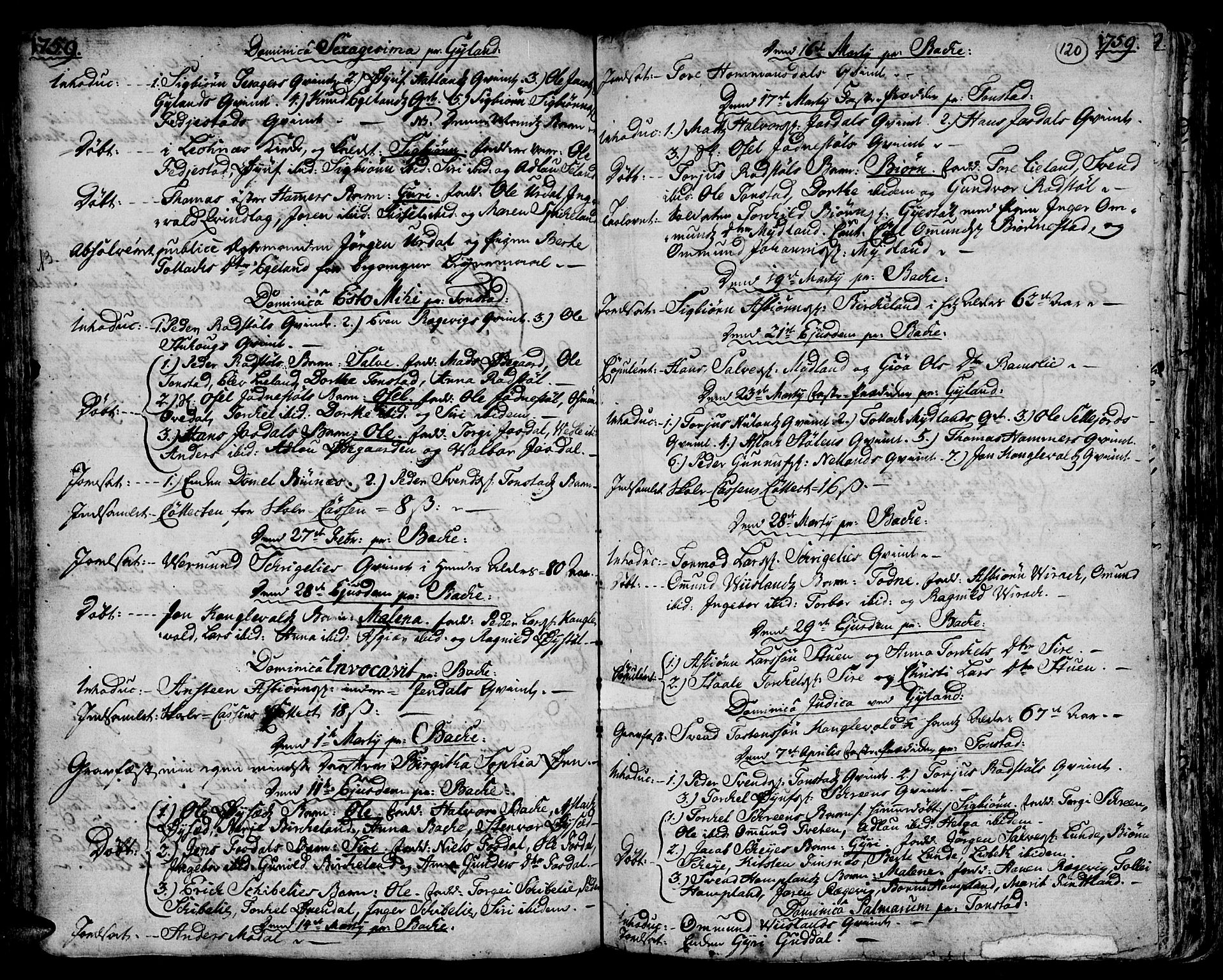 Bakke sokneprestkontor, AV/SAK-1111-0002/F/Fa/Faa/L0001: Parish register (official) no. A 1, 1741-1780, p. 120