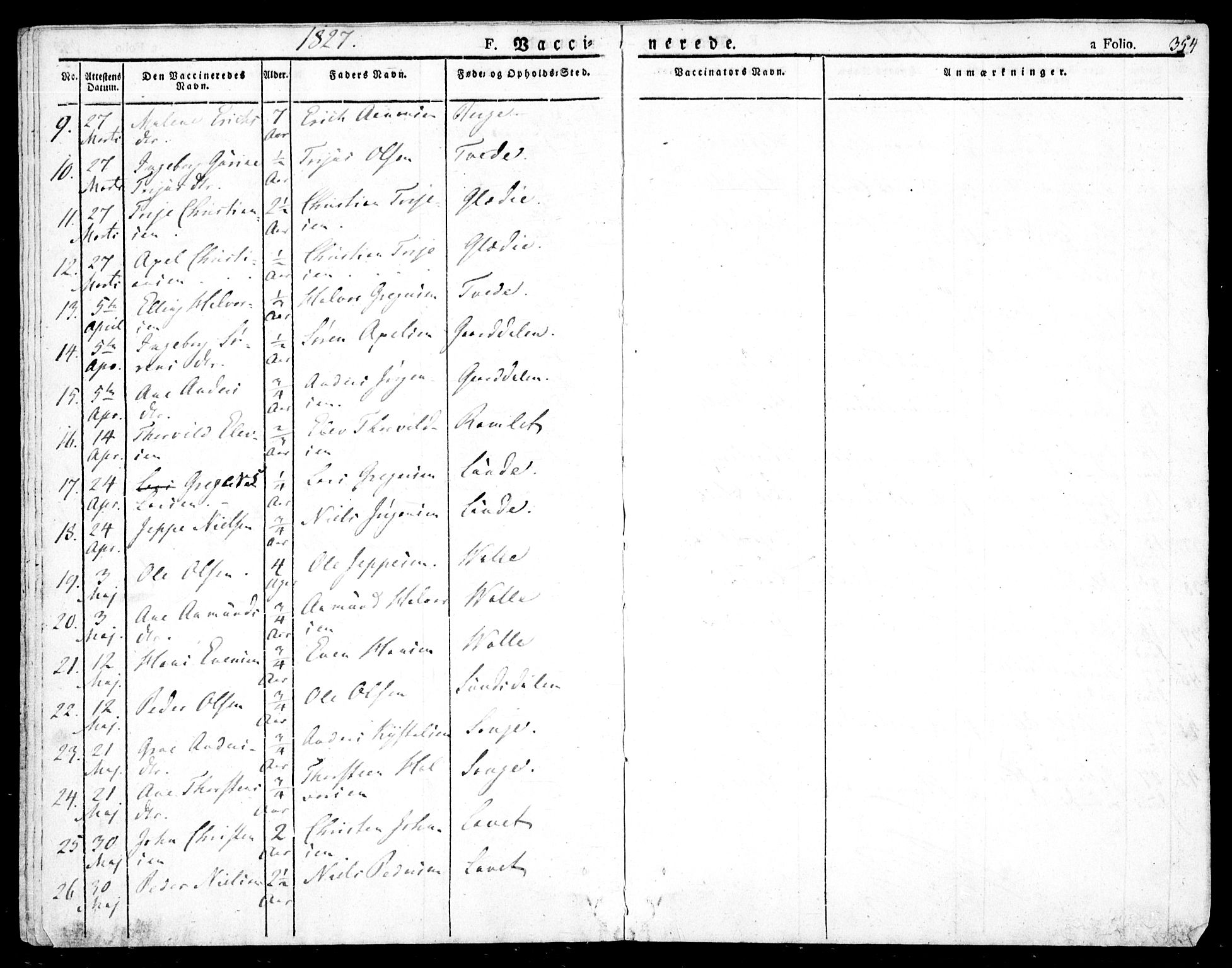 Holt sokneprestkontor, AV/SAK-1111-0021/F/Fa/L0006: Parish register (official) no. A 6, 1820-1835, p. 354