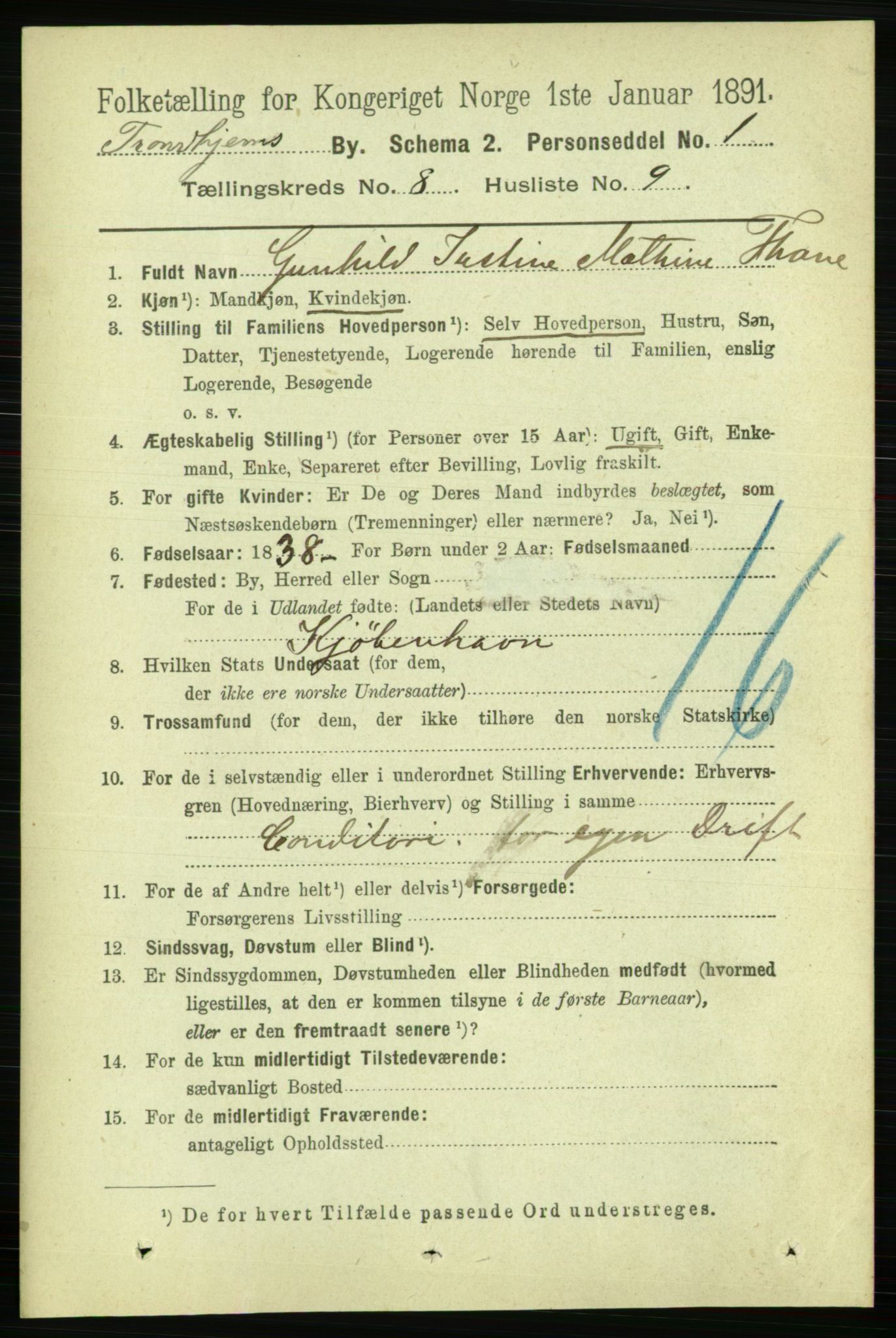 RA, 1891 census for 1601 Trondheim, 1891, p. 6857