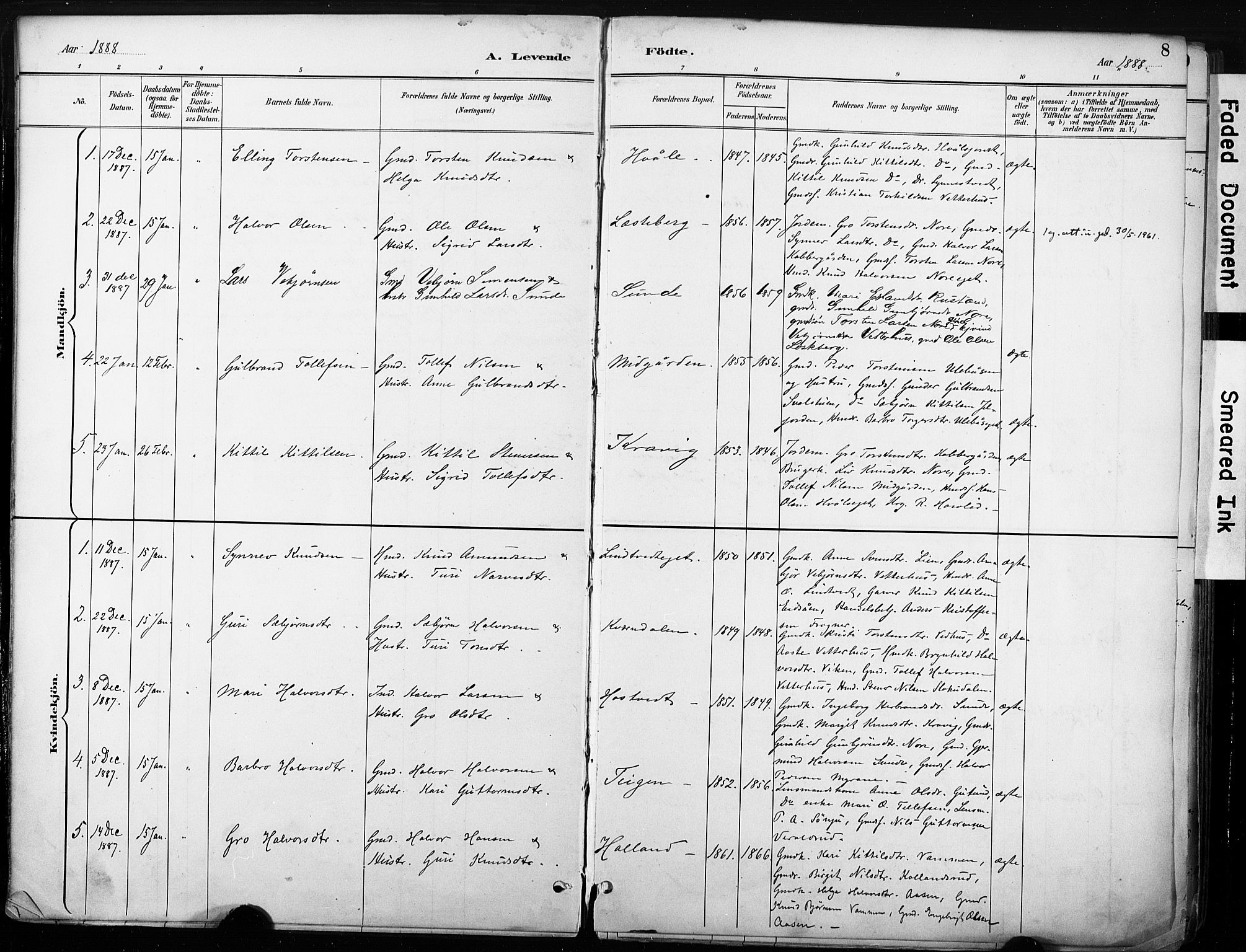 Nore kirkebøker, AV/SAKO-A-238/F/Fb/L0002: Parish register (official) no. II 2, 1886-1906, p. 8