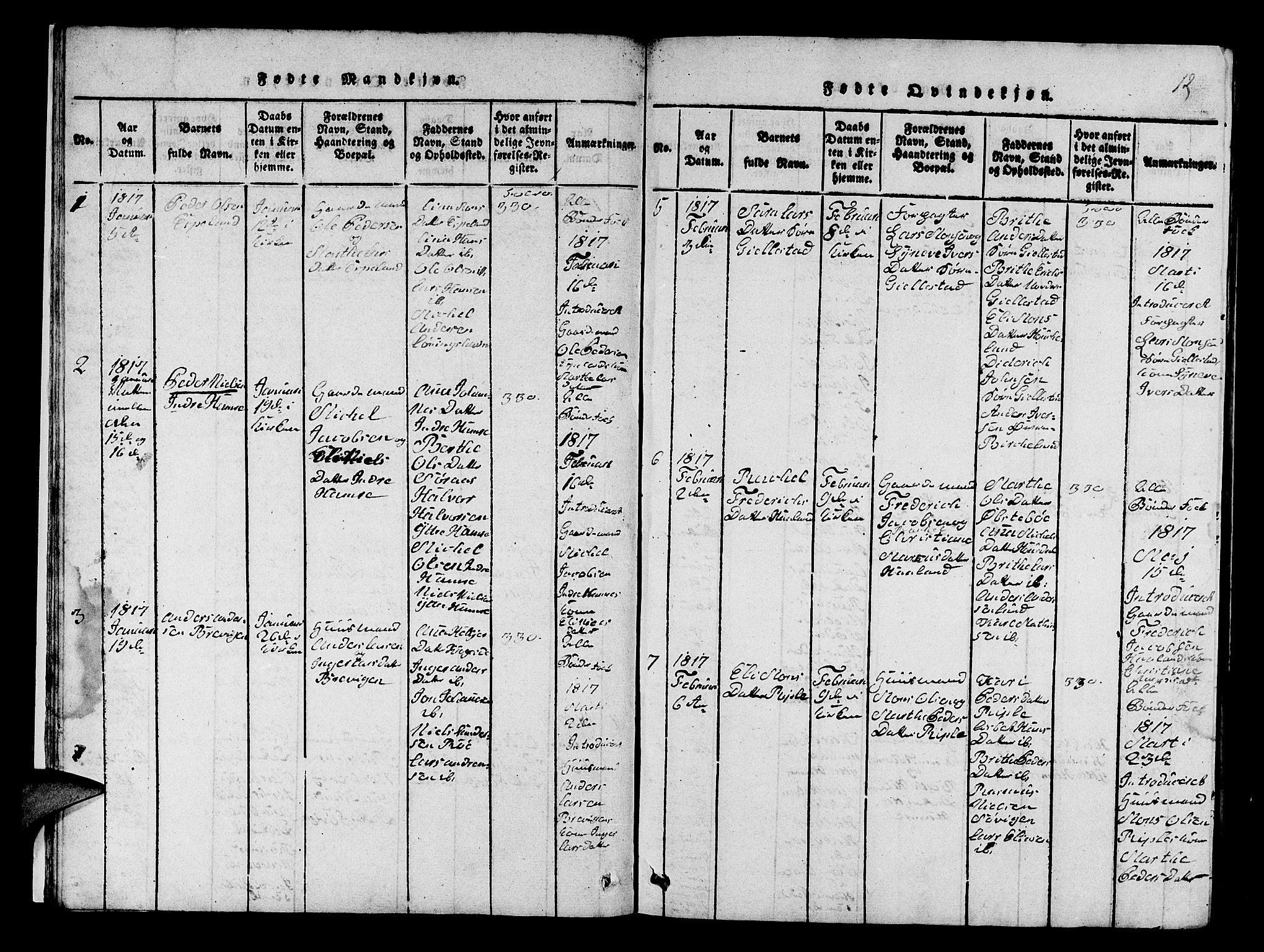Fana Sokneprestembete, SAB/A-75101/H/Hab/Haba/L0001: Parish register (copy) no. A 1, 1816-1836, p. 12