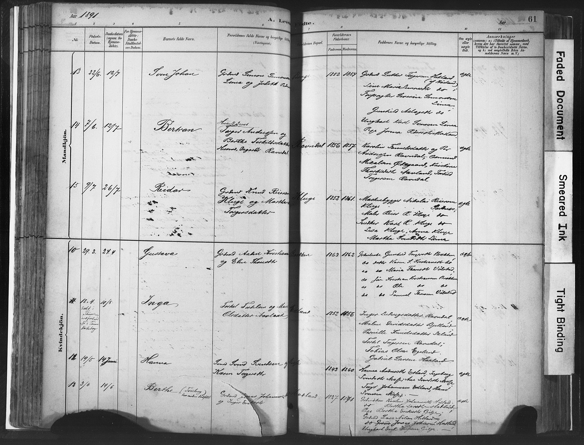 Lye sokneprestkontor, AV/SAST-A-101794/001/30BA/L0010: Parish register (official) no. A 10, 1881-1896, p. 61