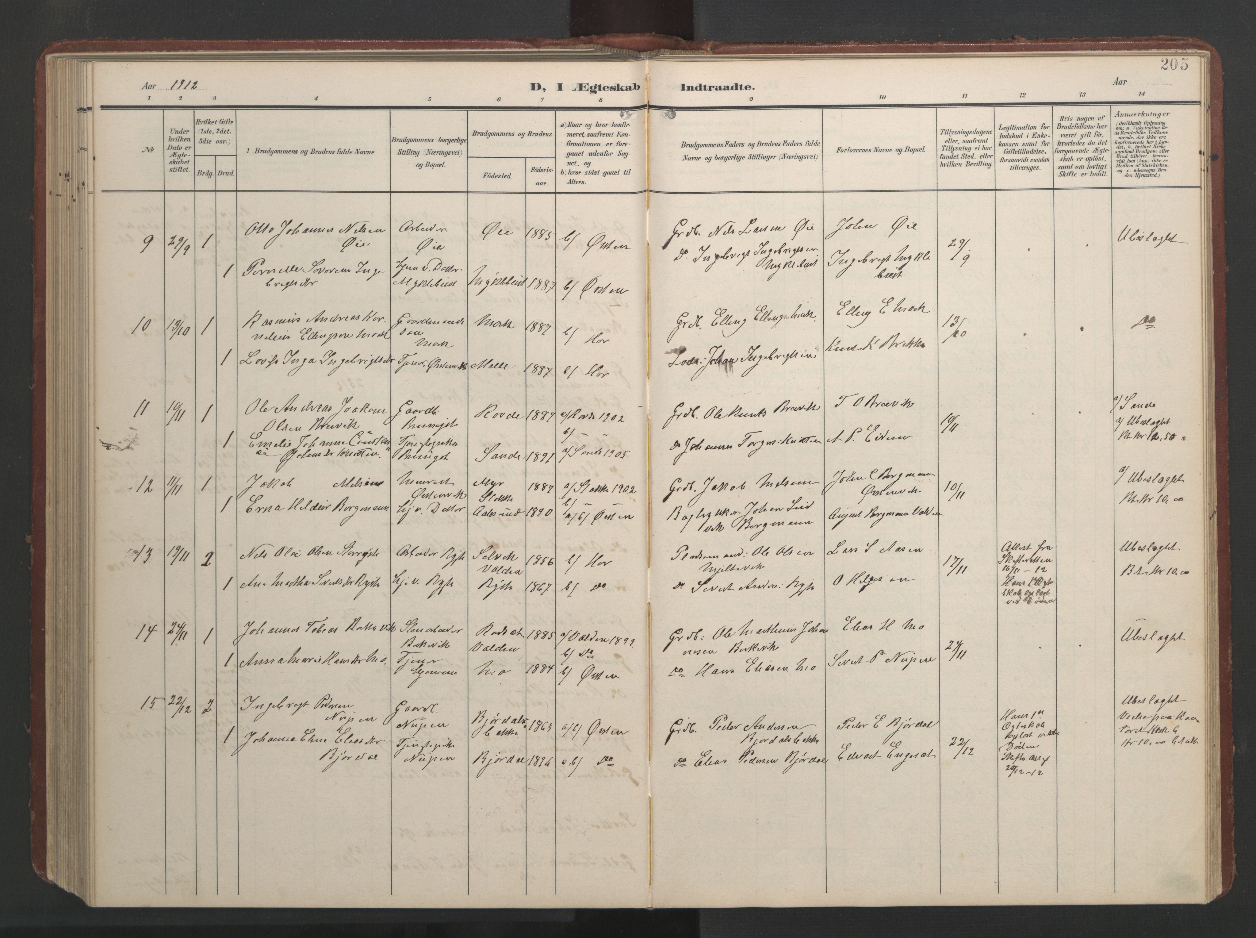 Ministerialprotokoller, klokkerbøker og fødselsregistre - Møre og Romsdal, AV/SAT-A-1454/513/L0190: Parish register (copy) no. 513C04, 1904-1926, p. 205